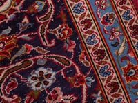Persian Kashan oversized rug in deep red and navy, view 8 of 20