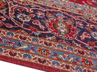 Persian Kashan oversized rug in deep red and navy, view 9 of 20