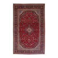 Persian Kashan oversized rug in deep red and navy, 10' x 14'6"