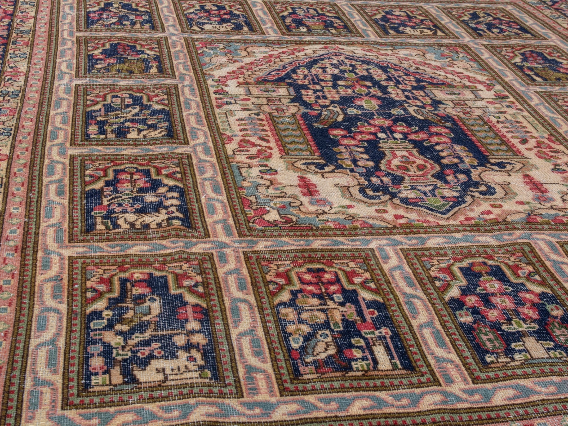 Persian Kerman oversized rug in cream and burgundy, view 8 of 23
