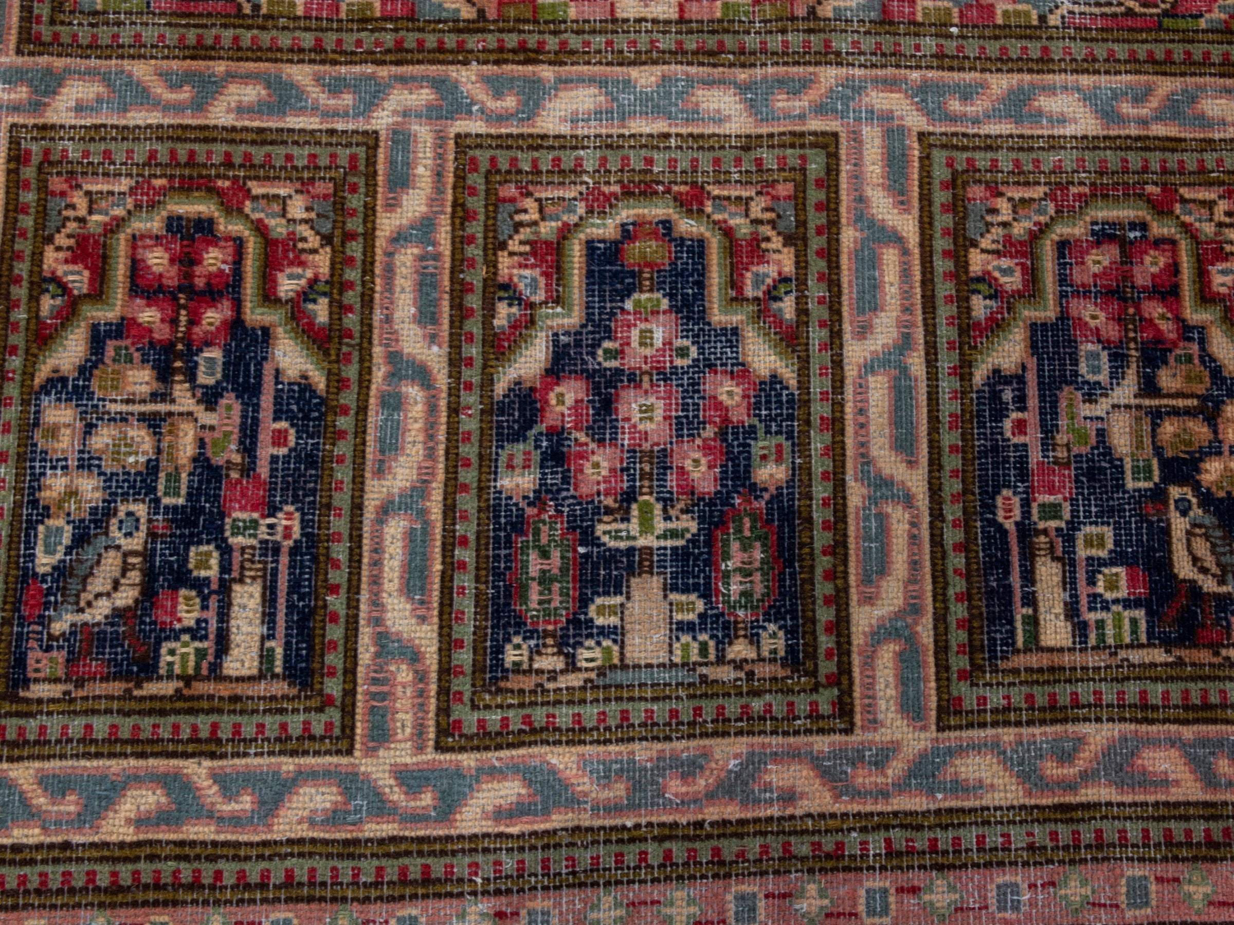 Persian Kerman oversized rug in cream and burgundy, view 12 of 23