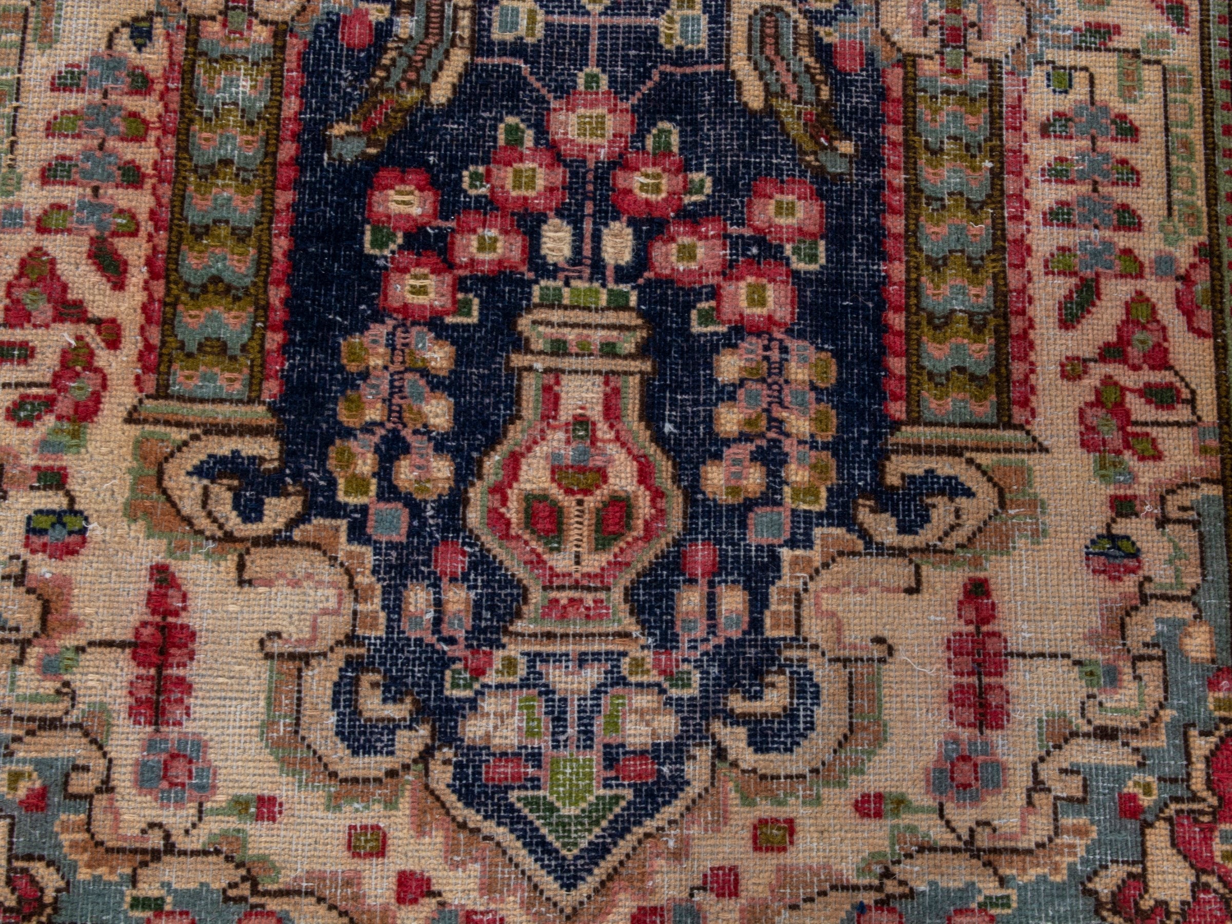 Persian Kerman oversized rug in cream and burgundy, view 13 of 23