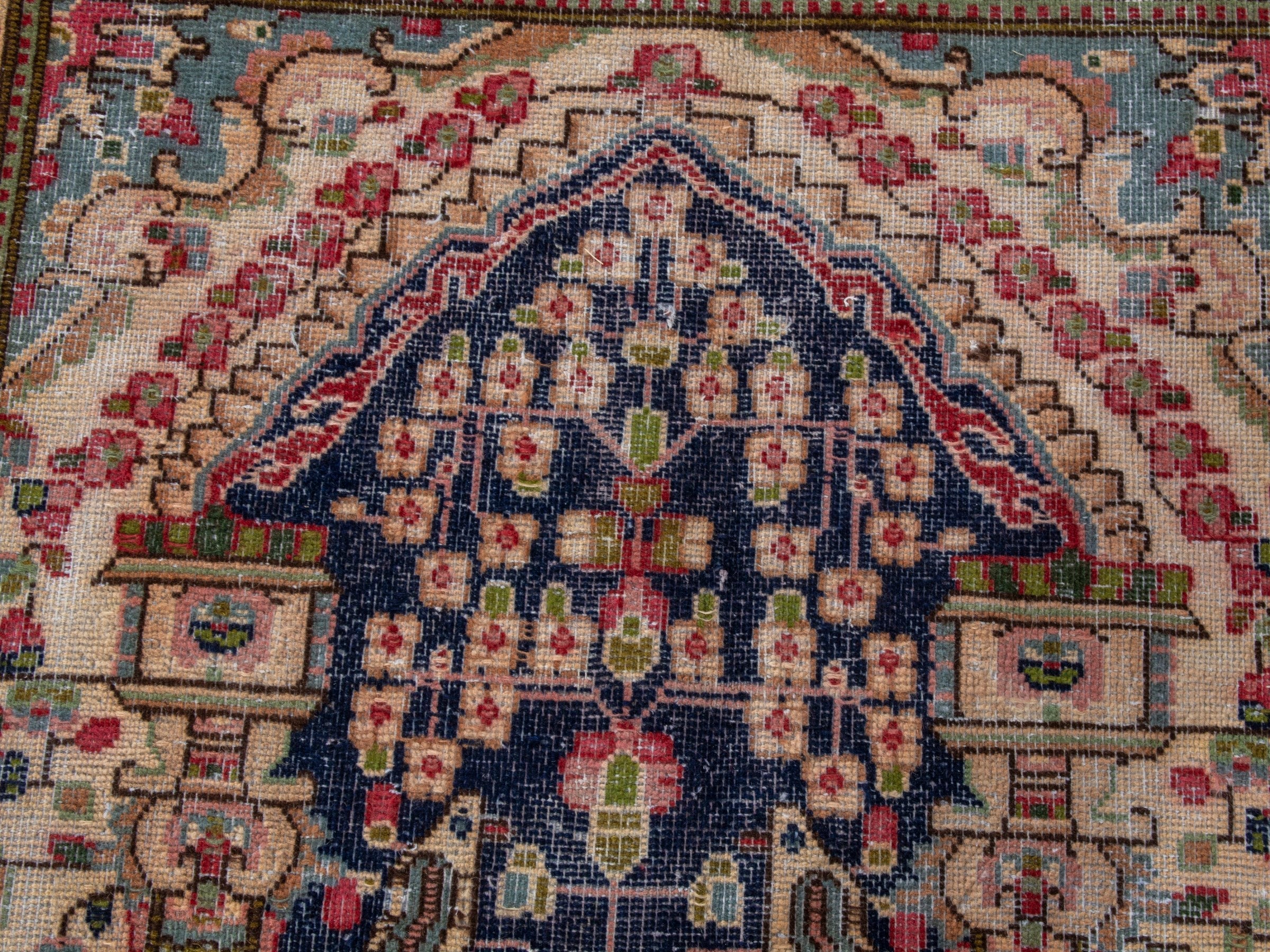 Persian Kerman oversized rug in cream and burgundy, view 14 of 23