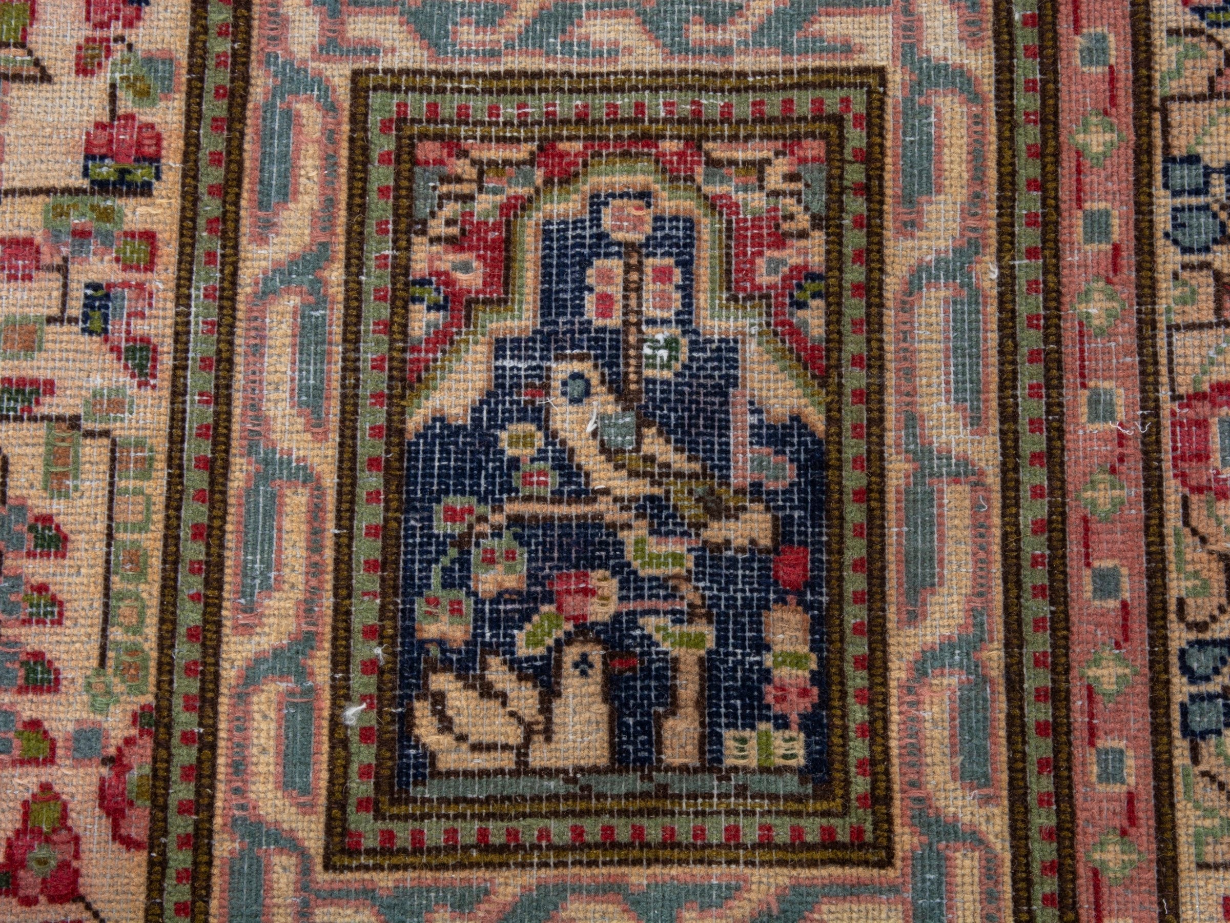 Persian Kerman oversized rug in cream and burgundy, view 15 of 23