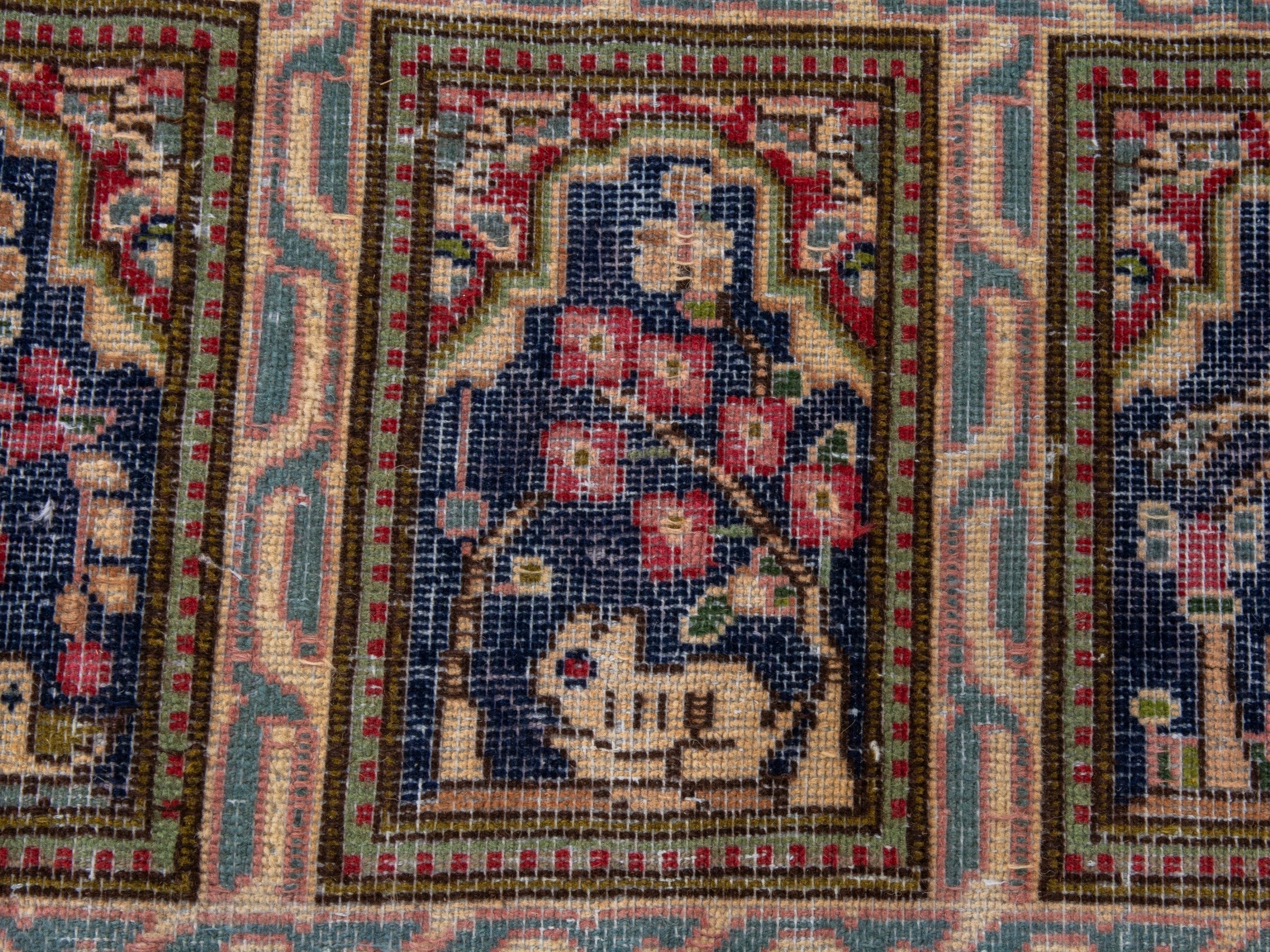 Persian Kerman oversized rug in cream and burgundy, view 16 of 23