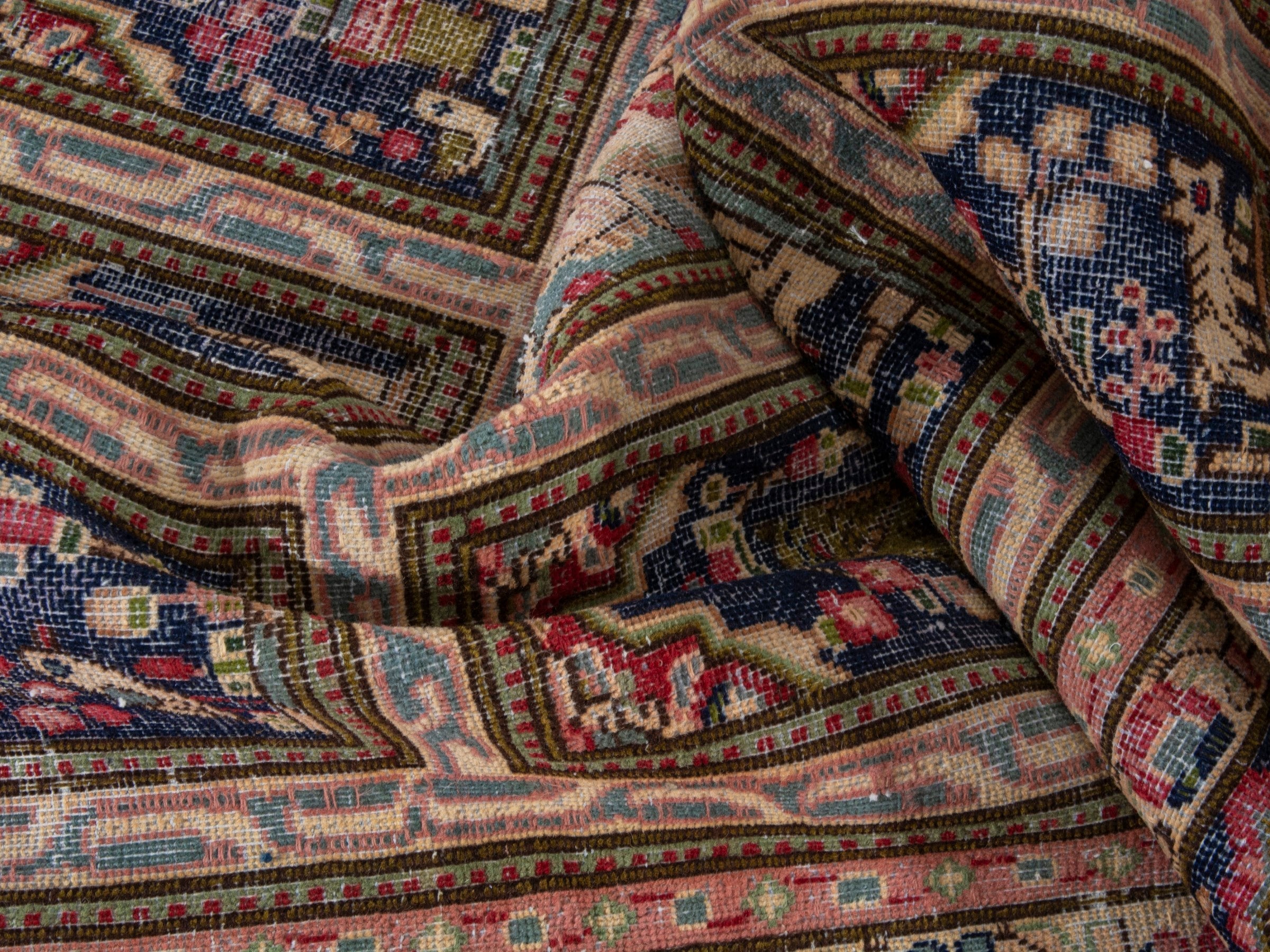 Persian Kerman oversized rug in cream and burgundy, view 18 of 23