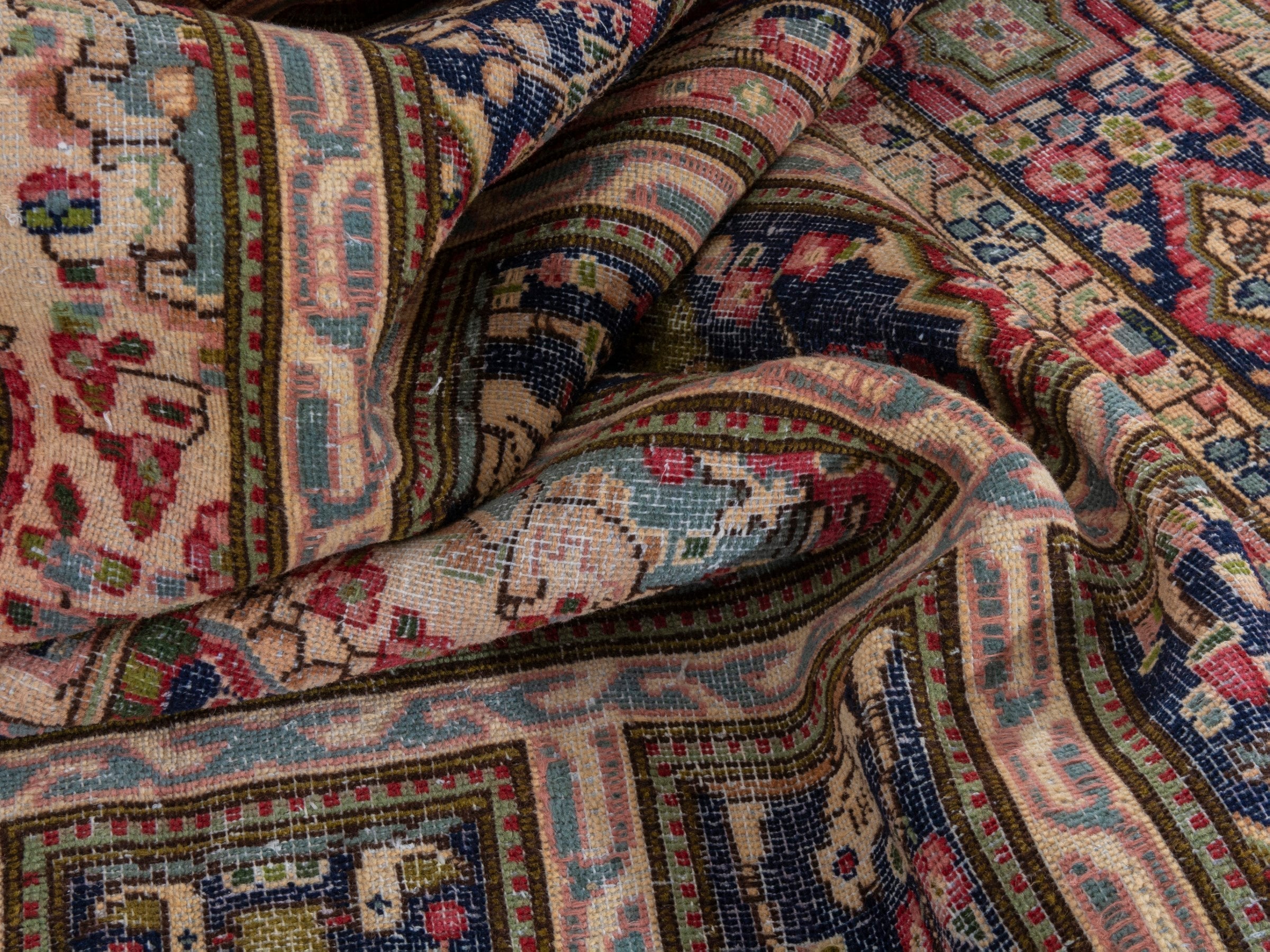 Persian Kerman oversized rug in cream and burgundy, view 20 of 23
