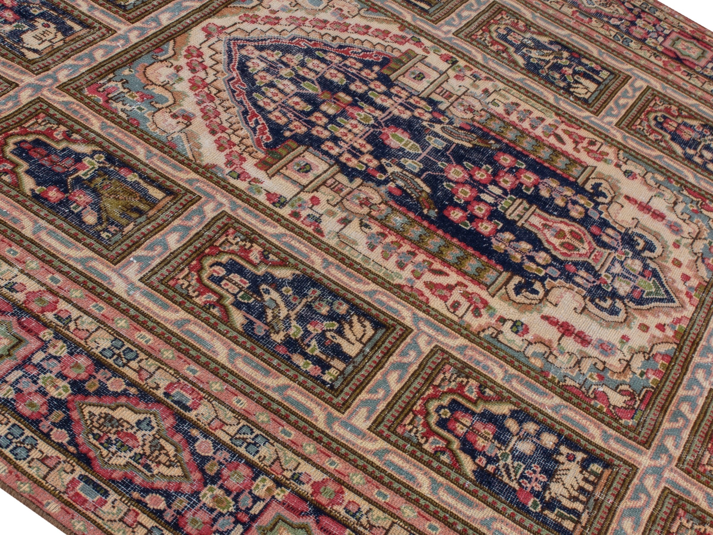 Persian Kerman oversized rug in cream and burgundy, view 4 of 23
