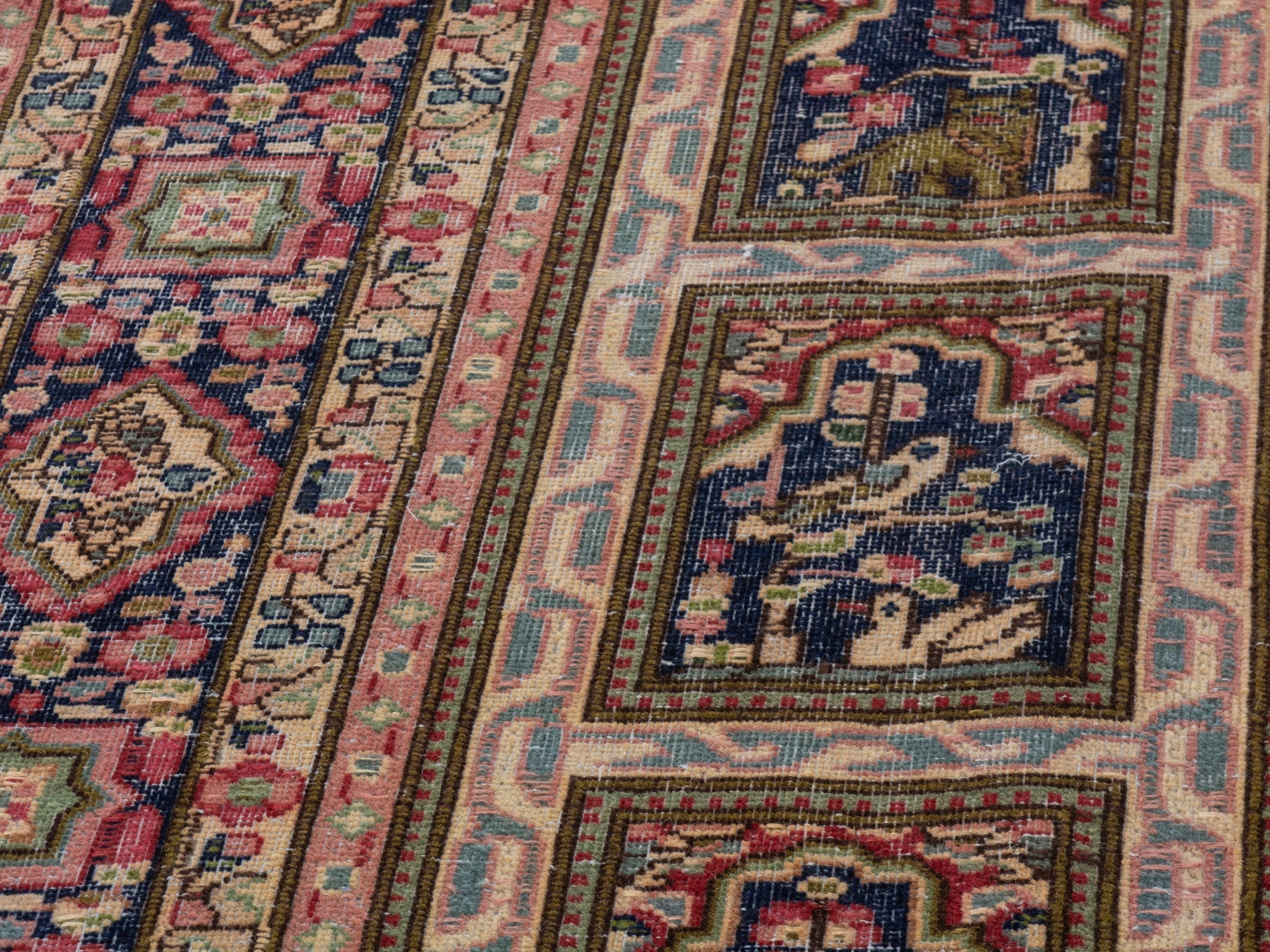 Persian Kerman oversized rug in cream and burgundy, view 9 of 23