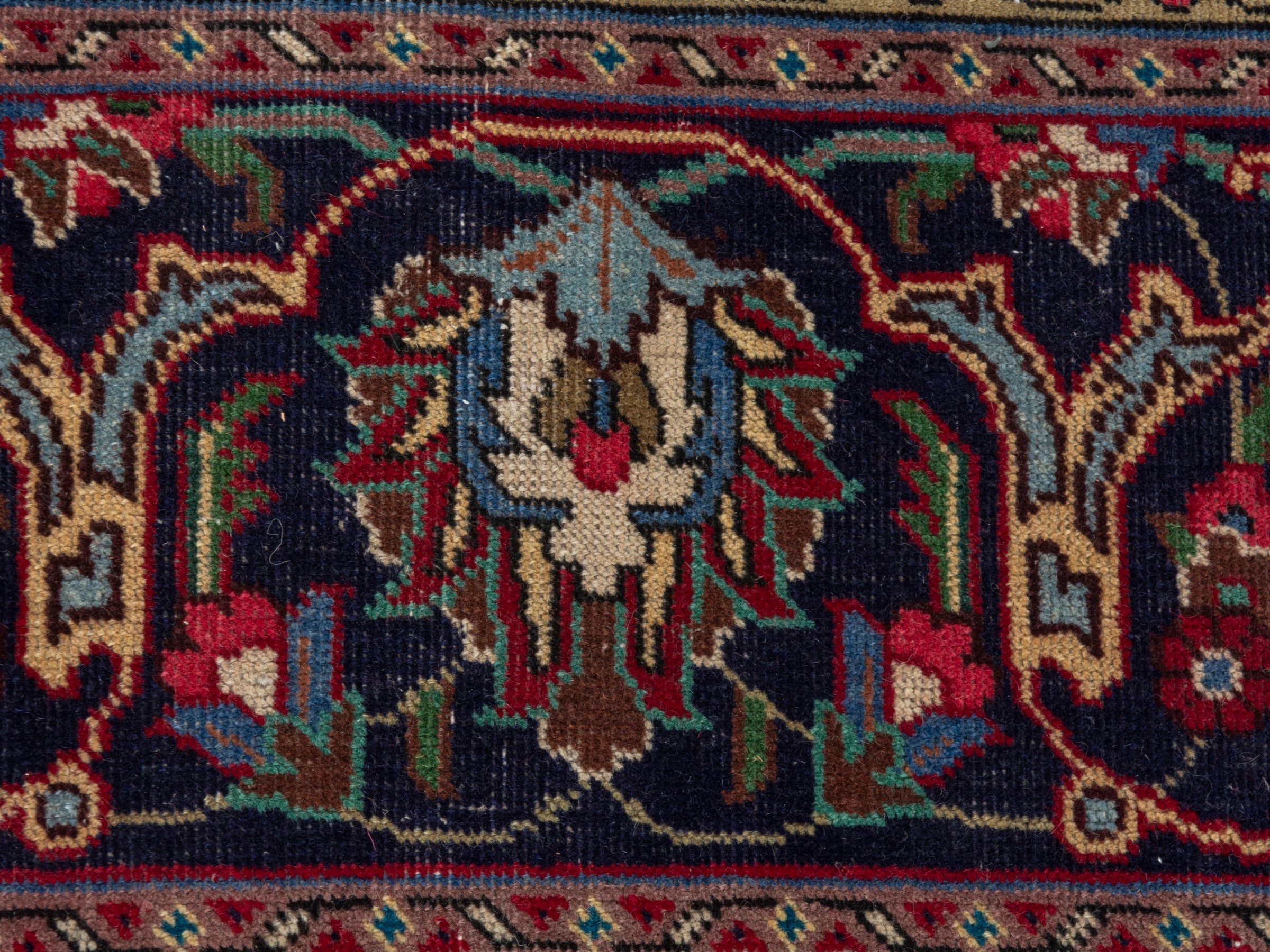 Persian Tabriz oversized rug in burgundy and navy, view 11 of 22