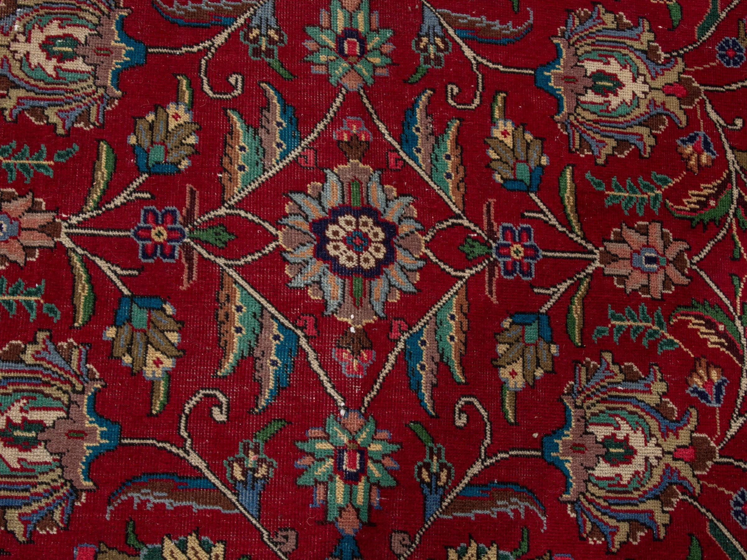 Persian Tabriz oversized rug in burgundy and navy, view 13 of 22