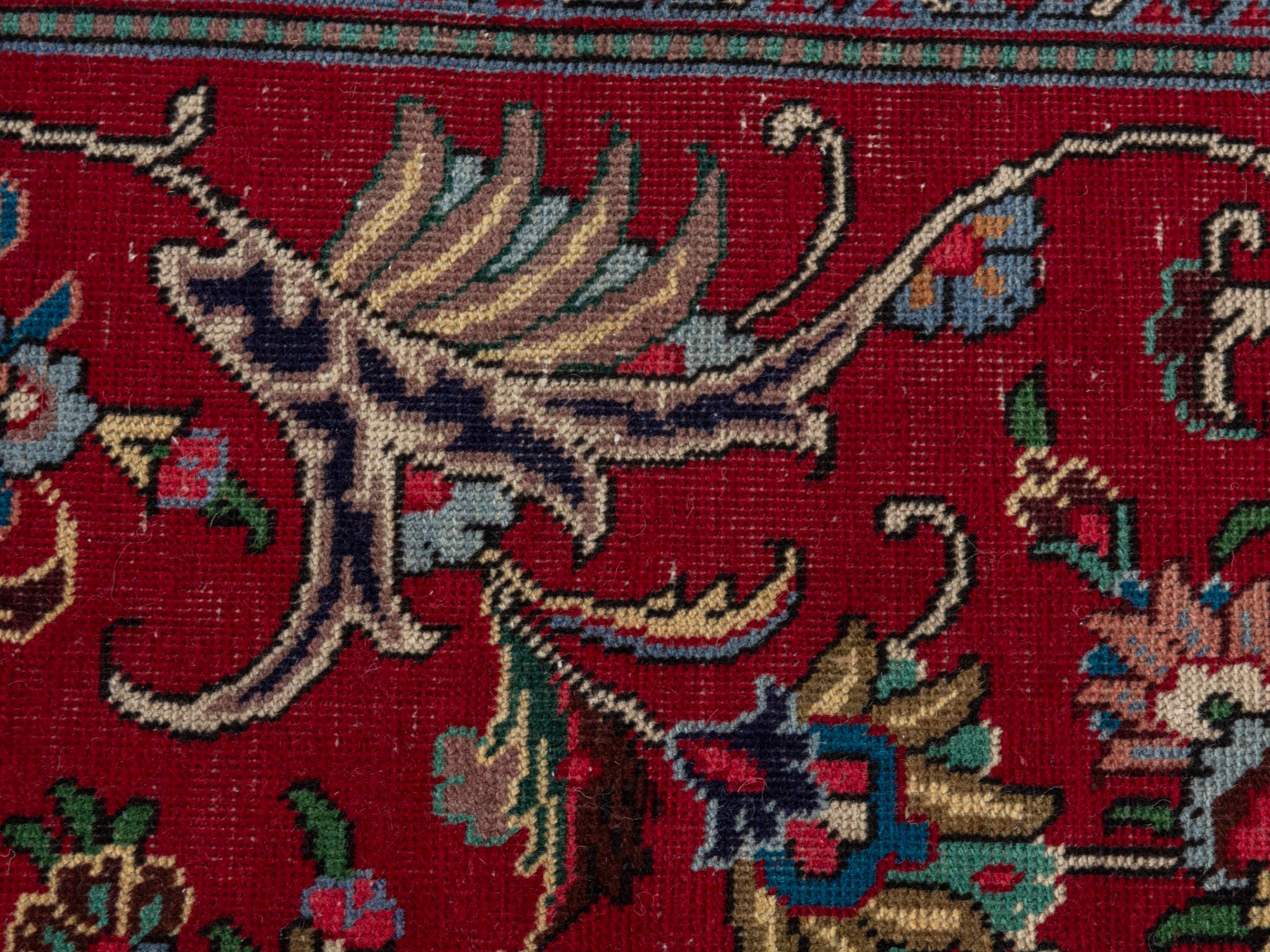 Persian Tabriz oversized rug in burgundy and navy, view 15 of 22