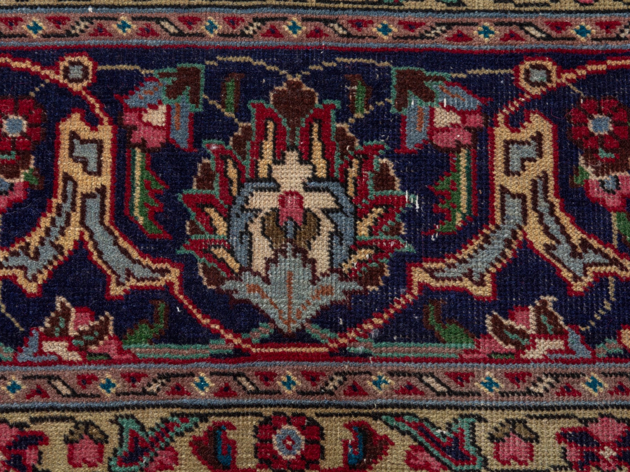 Persian Tabriz oversized rug in burgundy and navy, view 16 of 22