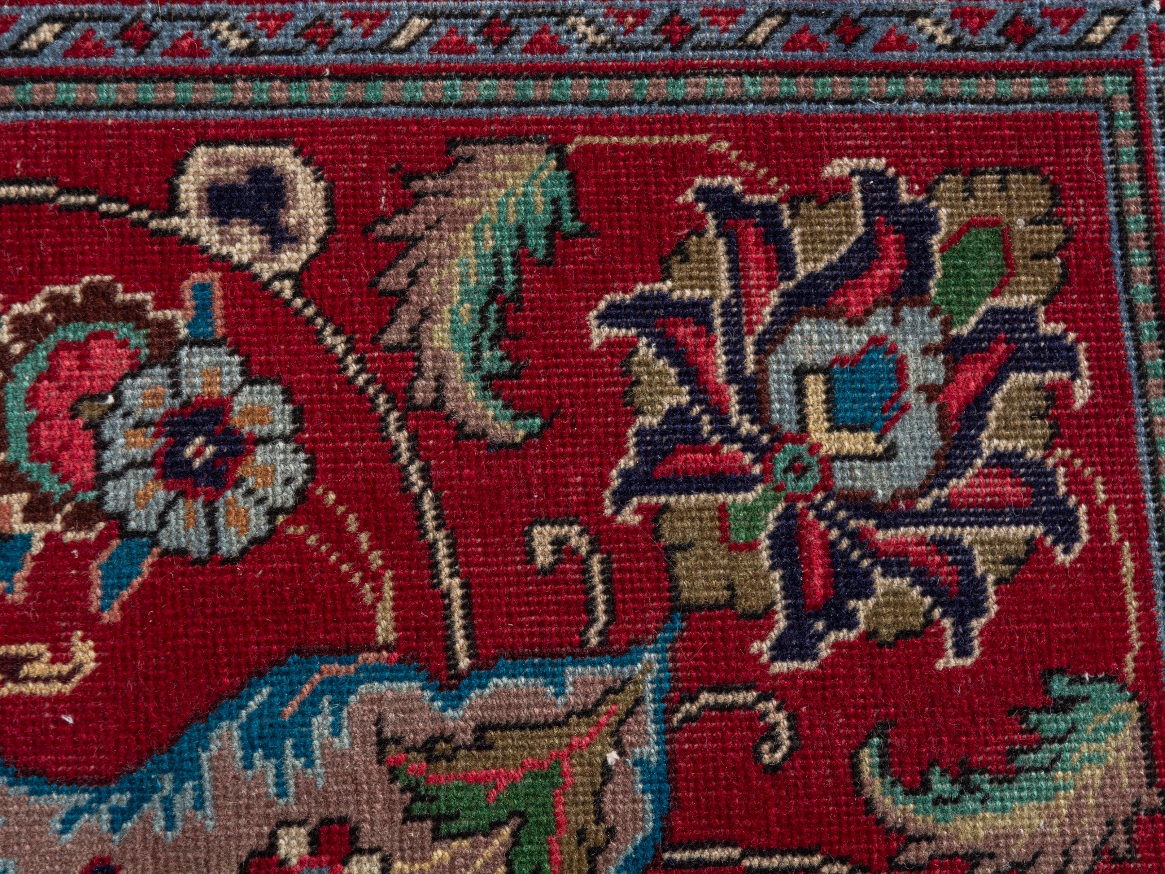 Persian Tabriz oversized rug in burgundy and navy, view 17 of 22