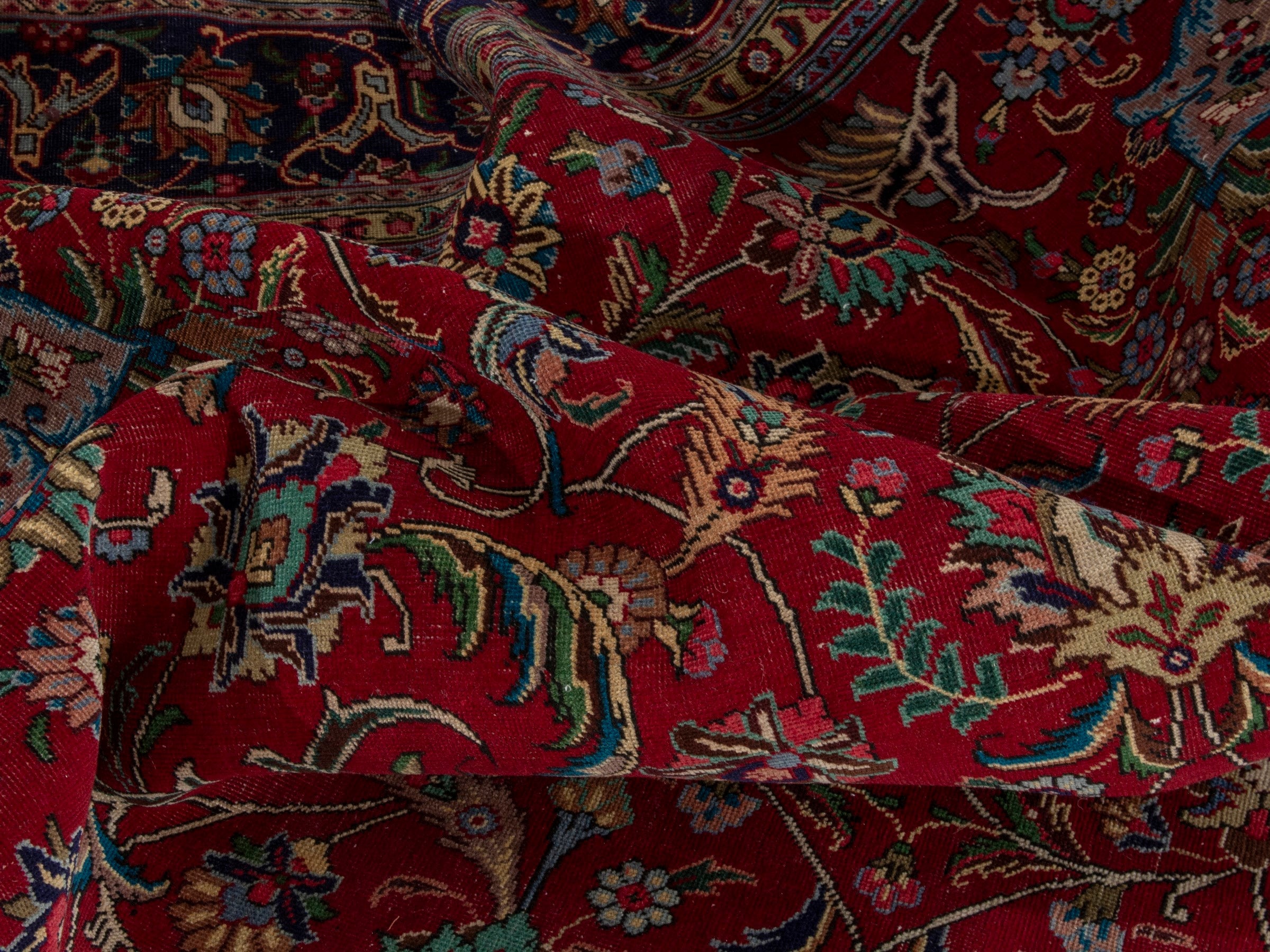 Persian Tabriz oversized rug in burgundy and navy, view 18 of 22