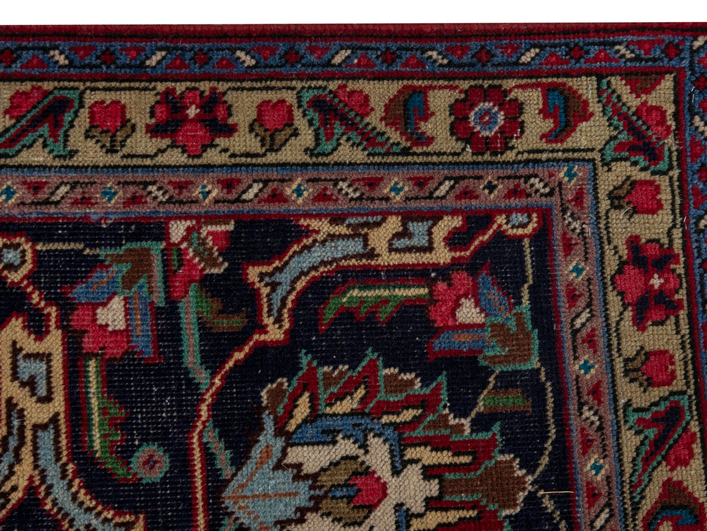 Persian Tabriz oversized rug in burgundy and navy, view 10 of 22