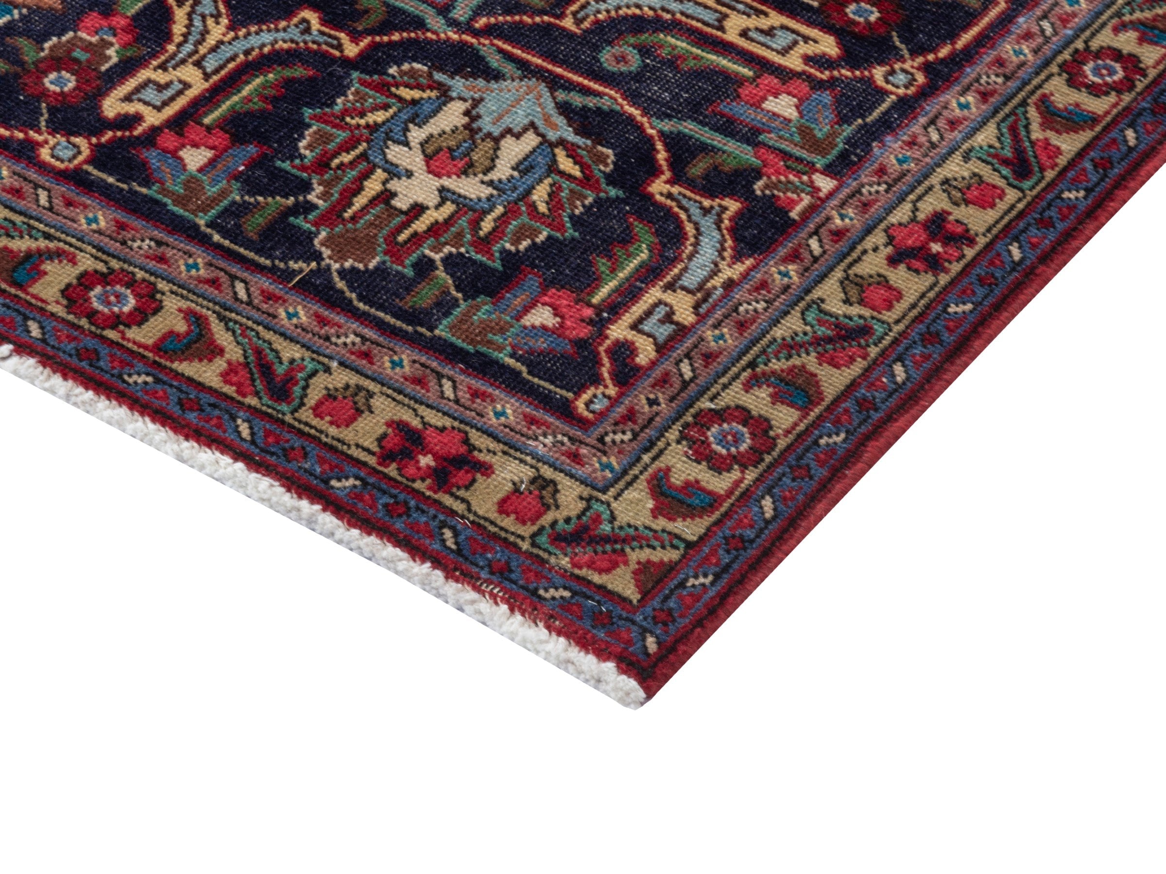 Persian Tabriz oversized rug in burgundy and navy, view 5 of 22
