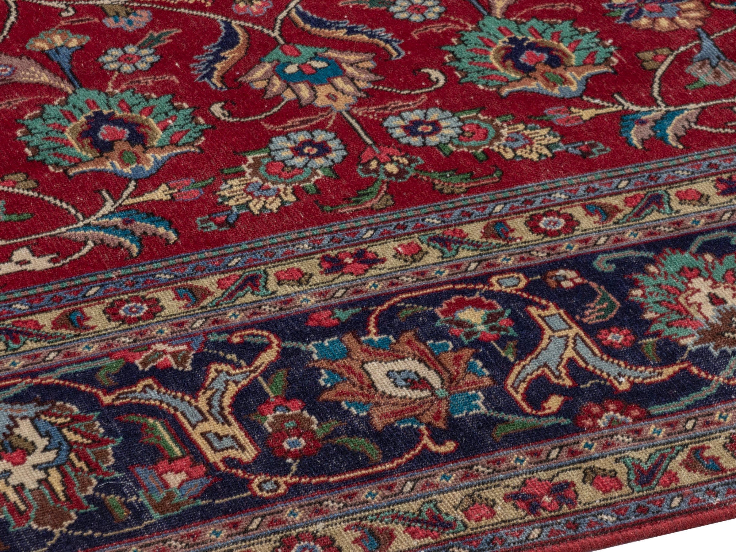 Persian Tabriz oversized rug in burgundy and navy, view 6 of 22