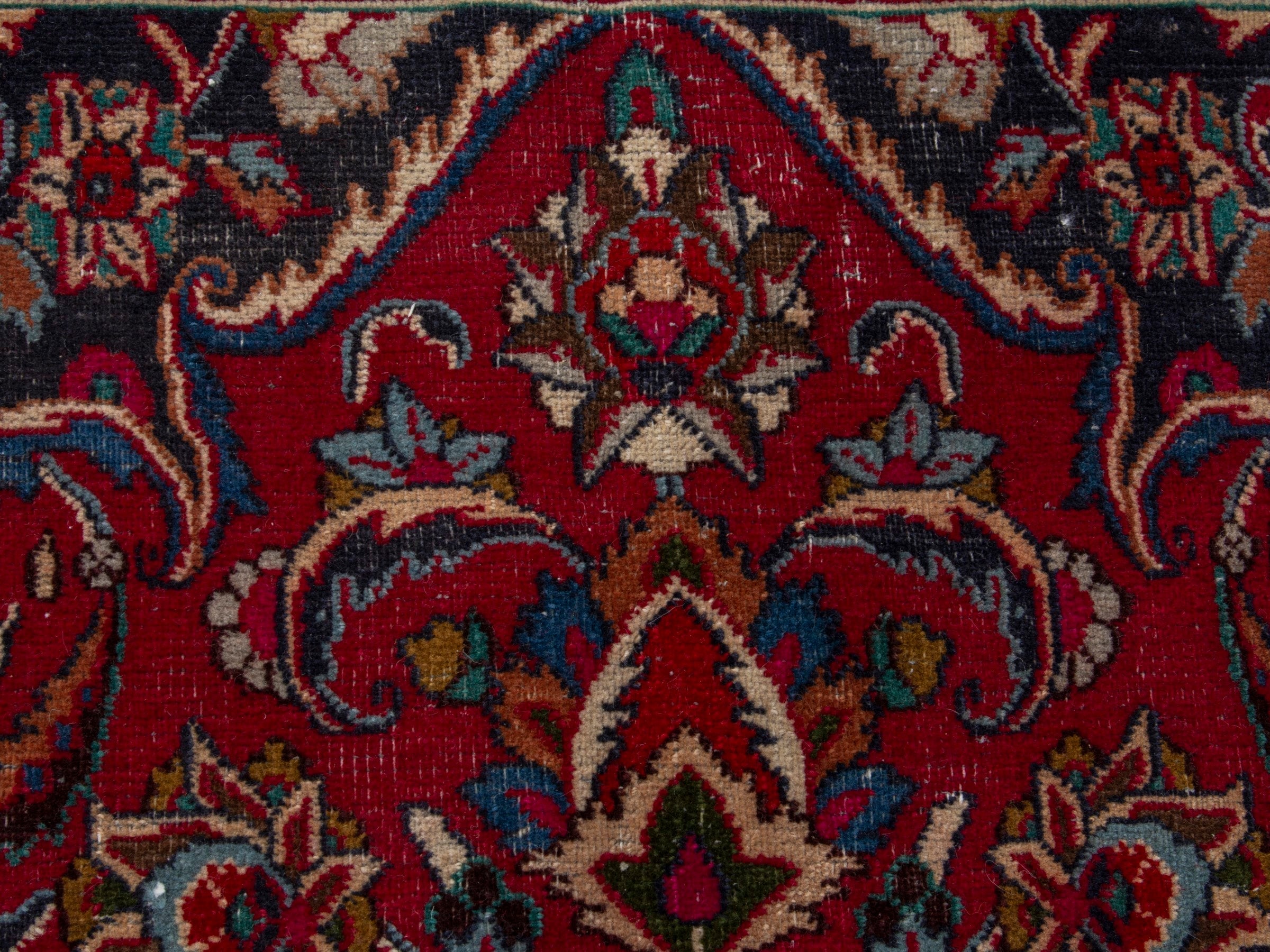 Persian Mashhad oversized rug in deep red and burgundy, view 12 of 20