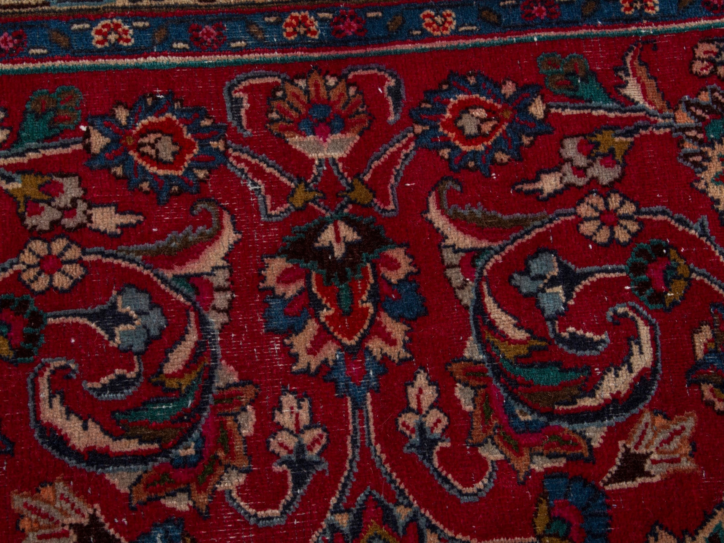 Persian Mashhad oversized rug in deep red and burgundy, view 13 of 20
