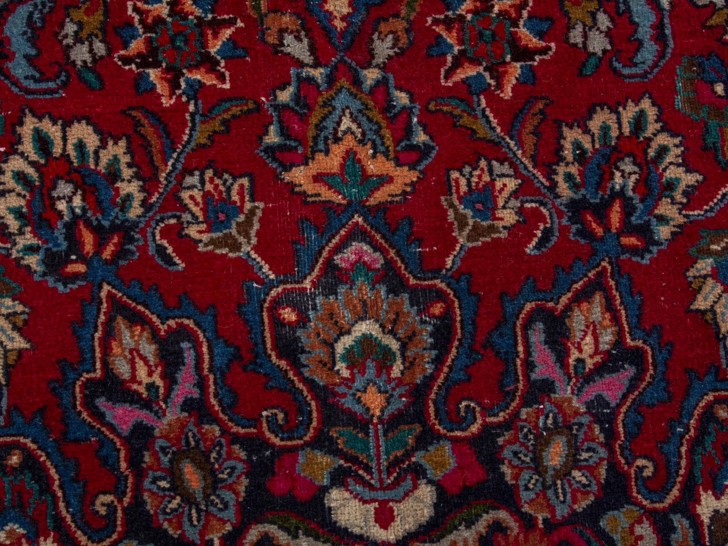 Persian Mashhad oversized rug in deep red and burgundy, view 14 of 20