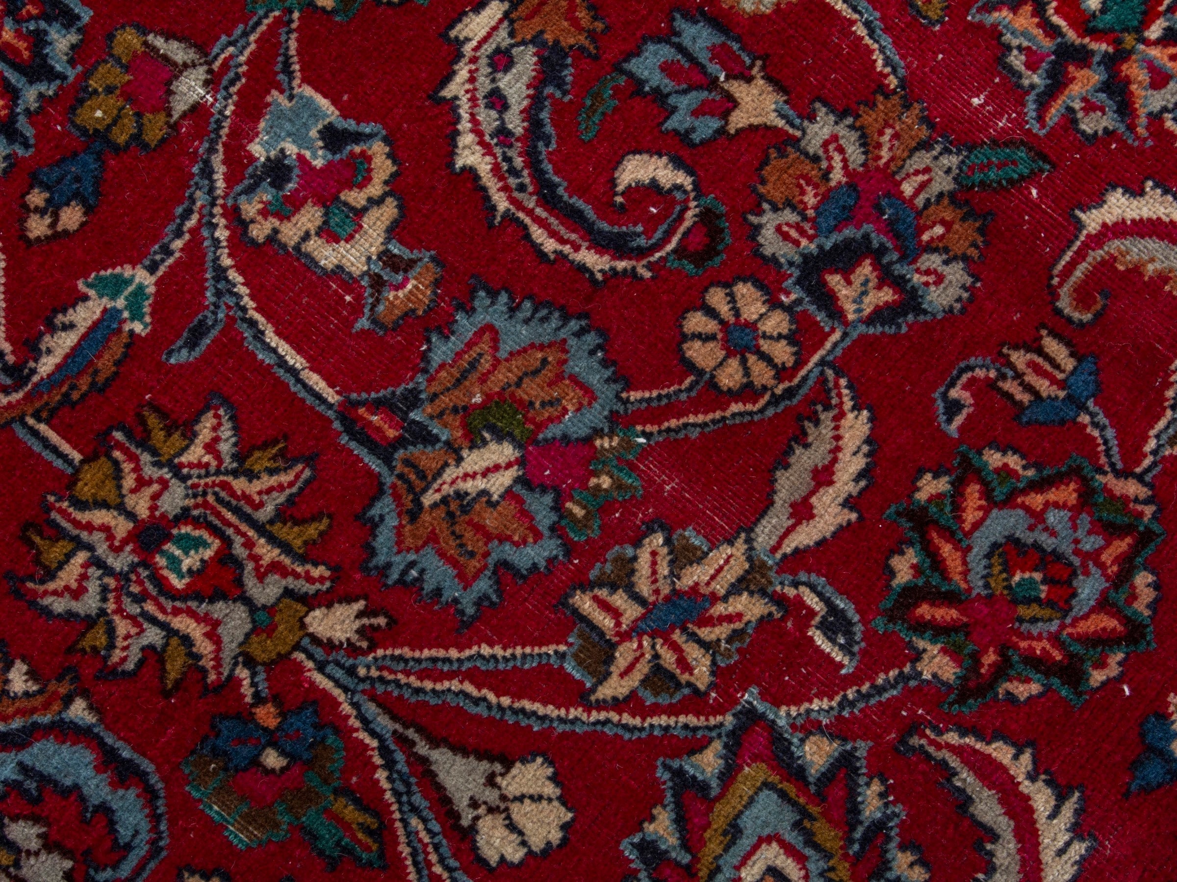 Persian Mashhad oversized rug in deep red and burgundy, view 15 of 20