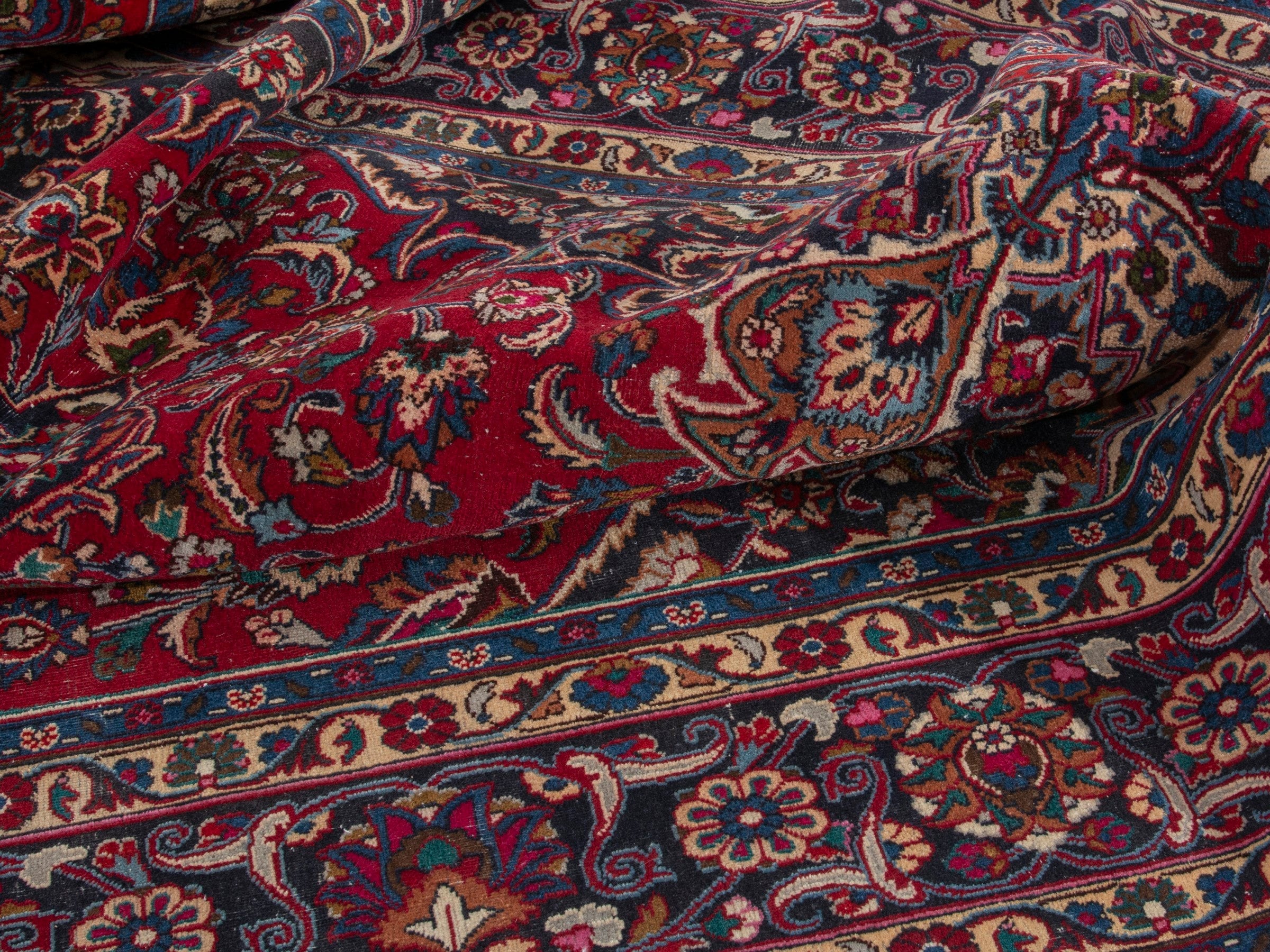 Persian Mashhad oversized rug in deep red and burgundy, view 16 of 20