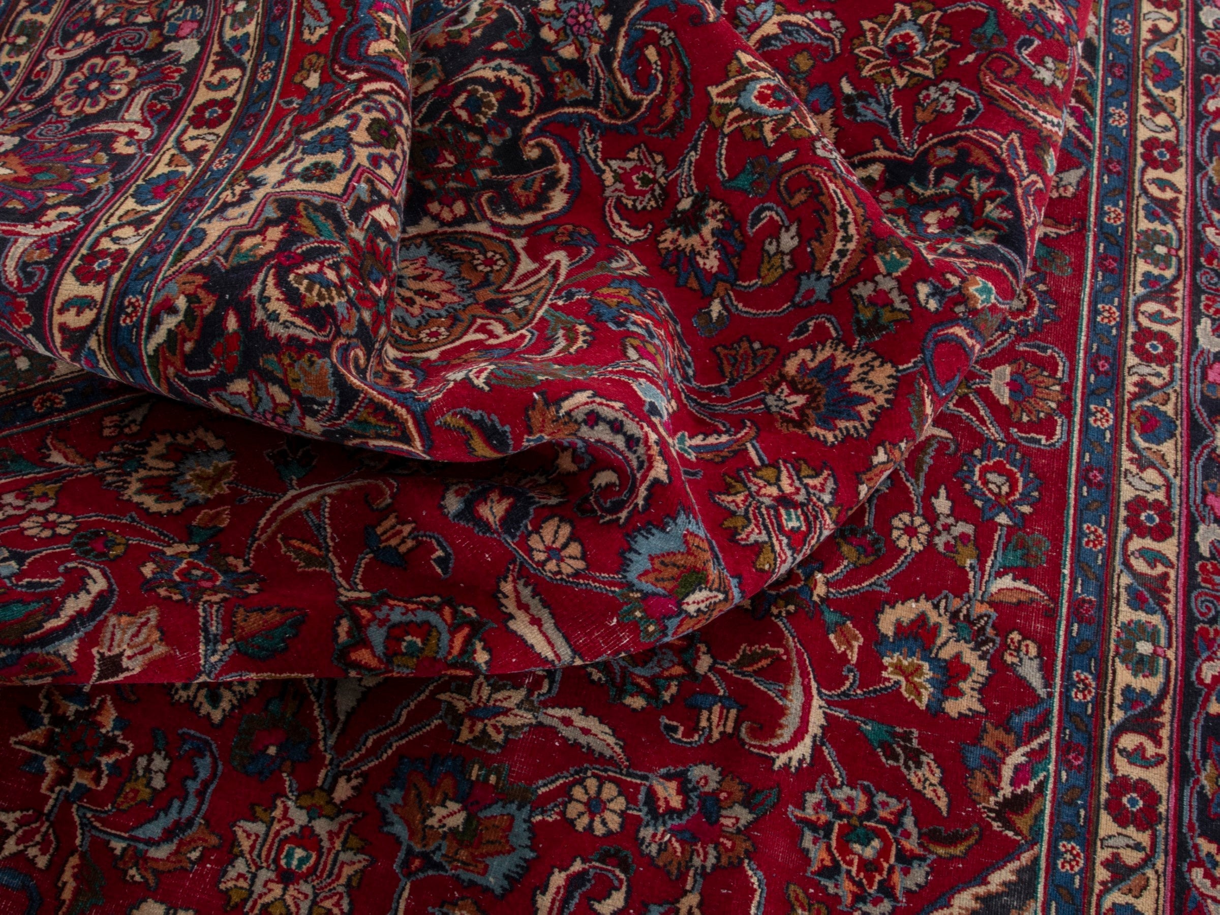 Persian Mashhad oversized rug in deep red and burgundy, view 17 of 20