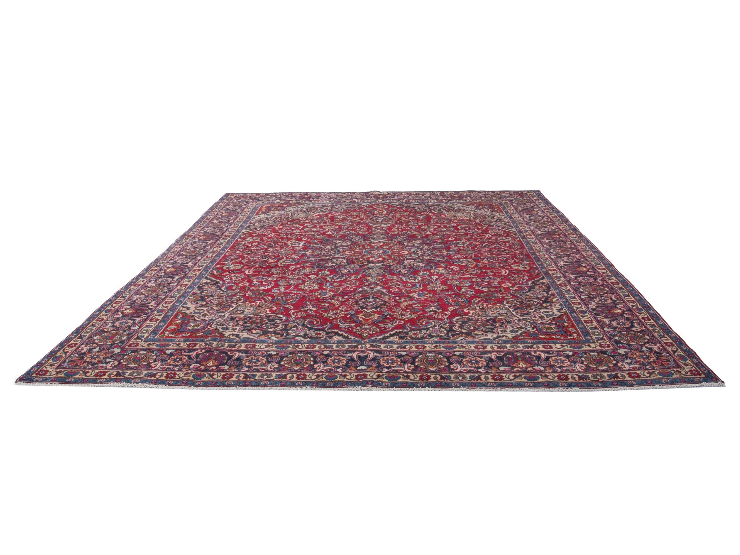 Persian Mashhad oversized rug in deep red and burgundy, view 2 of 20
