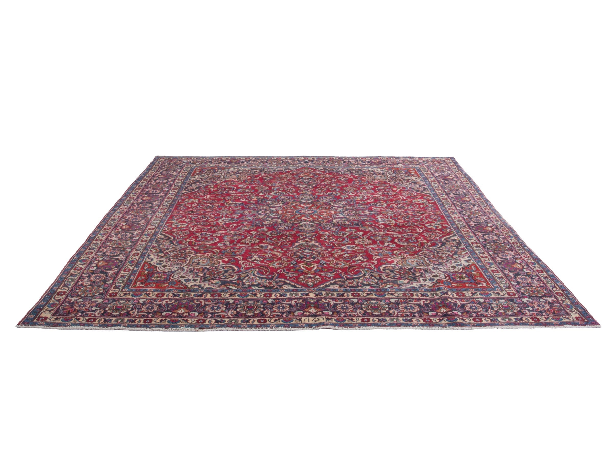 Persian Mashhad oversized rug in deep red and burgundy, view 3 of 20