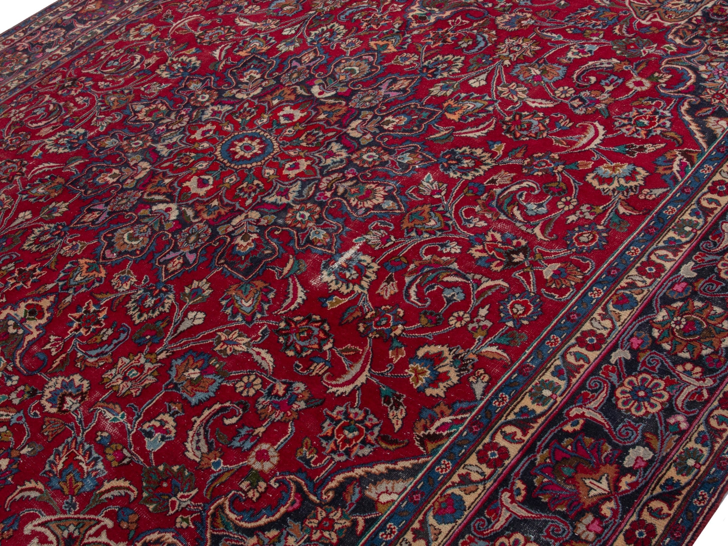Persian Mashhad oversized rug in deep red and burgundy, view 4 of 20