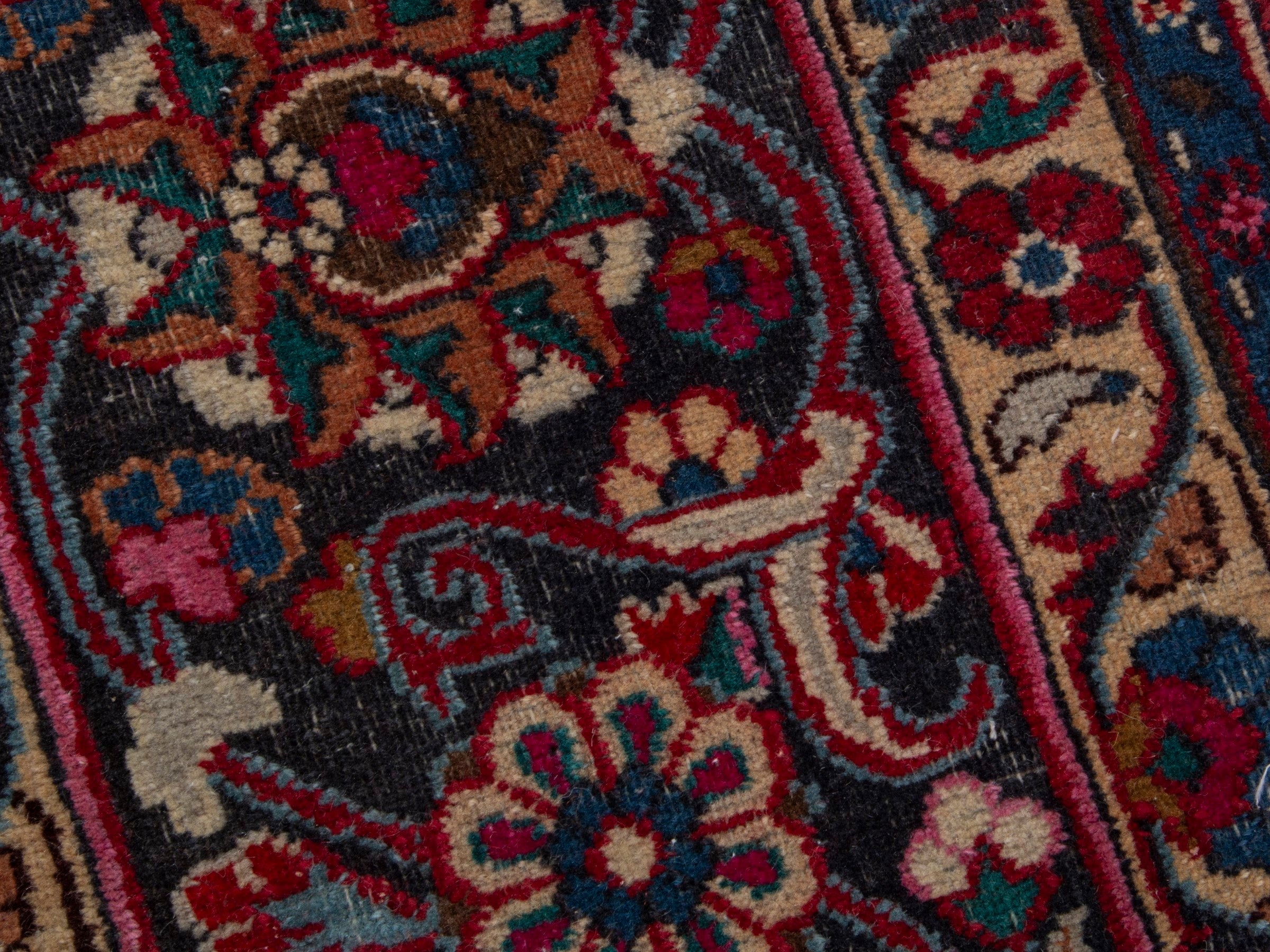 Persian Mashhad oversized rug in deep red and burgundy, view 9 of 20