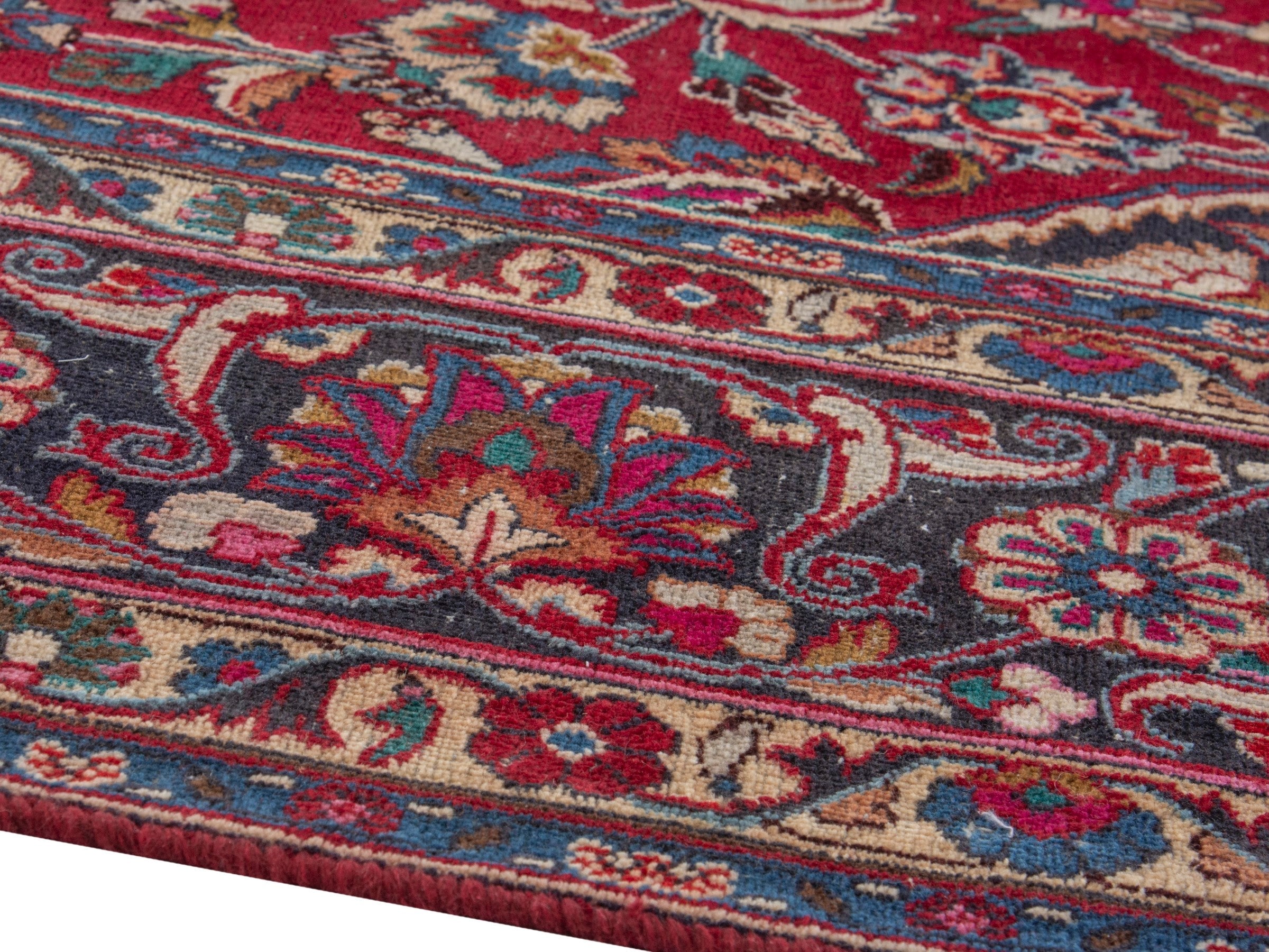 Persian Mashhad oversized rug in deep red and burgundy, view 6 of 20