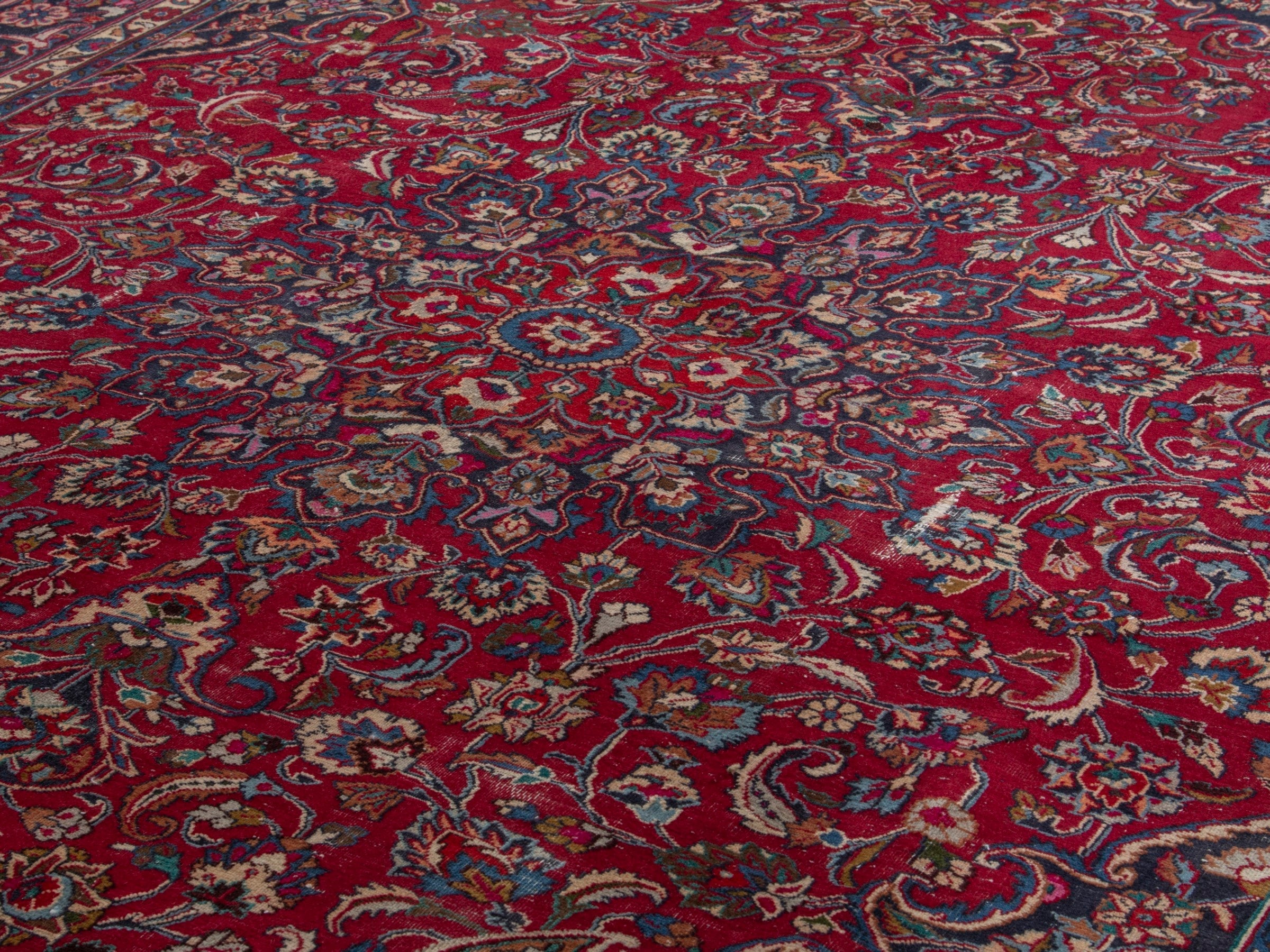 Persian Mashhad oversized rug in deep red and burgundy, view 7 of 20