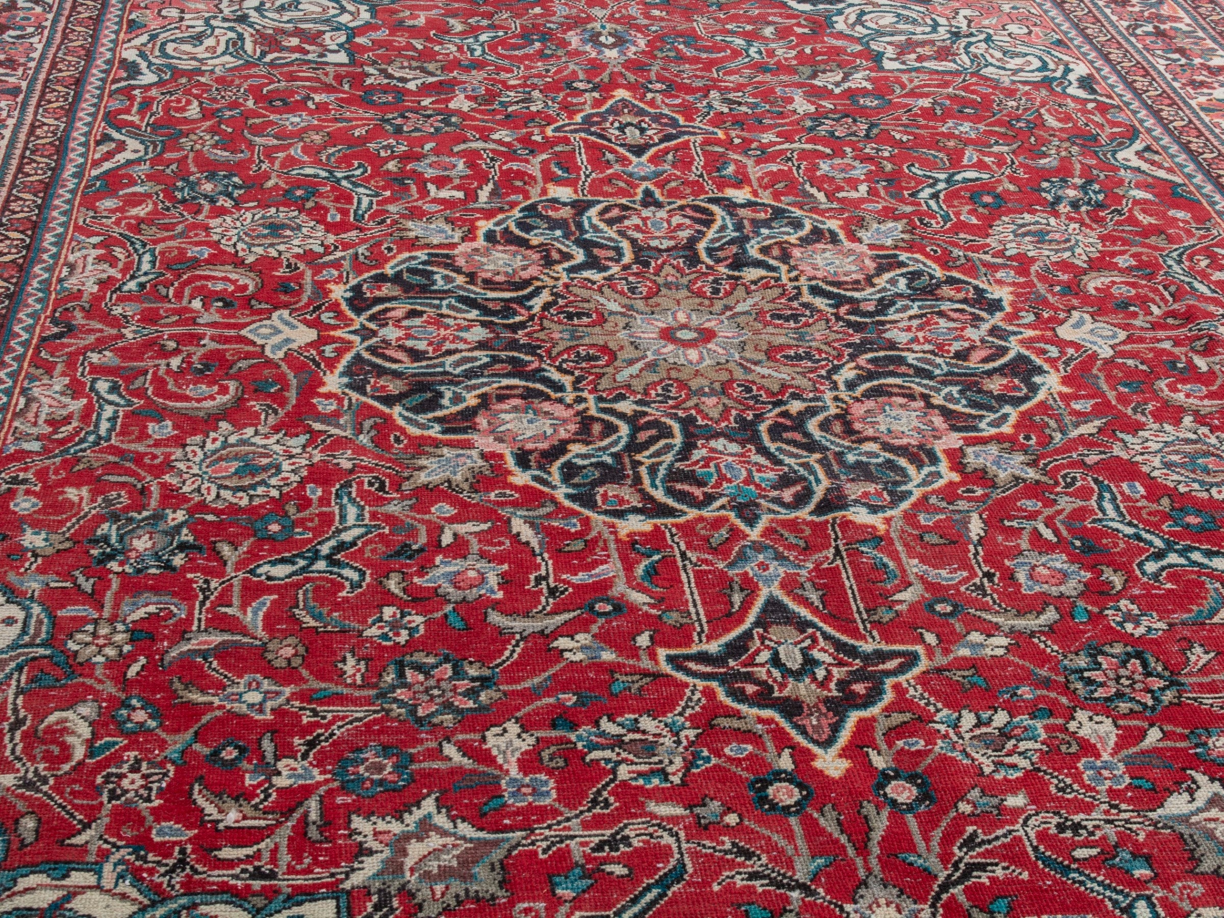 Persian Mahal oversized rug in deep red and muted pink, view 8 of 23