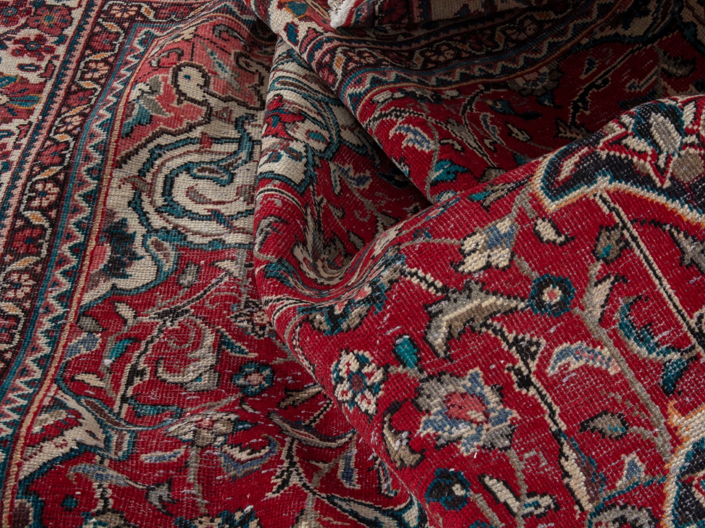 Persian Mahal oversized rug in deep red and muted pink, view 18 of 23