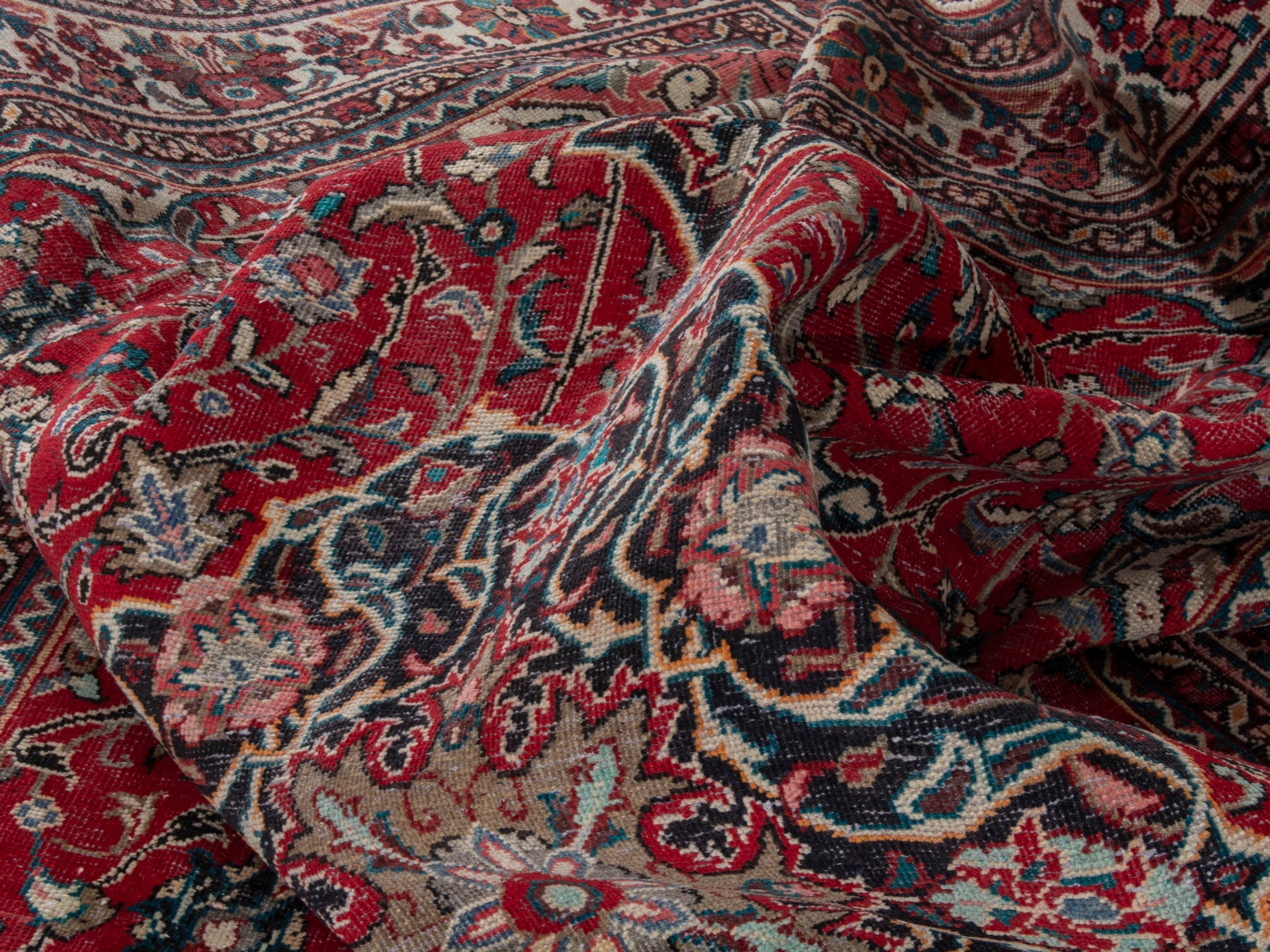 Persian Mahal oversized rug in deep red and muted pink, view 20 of 23