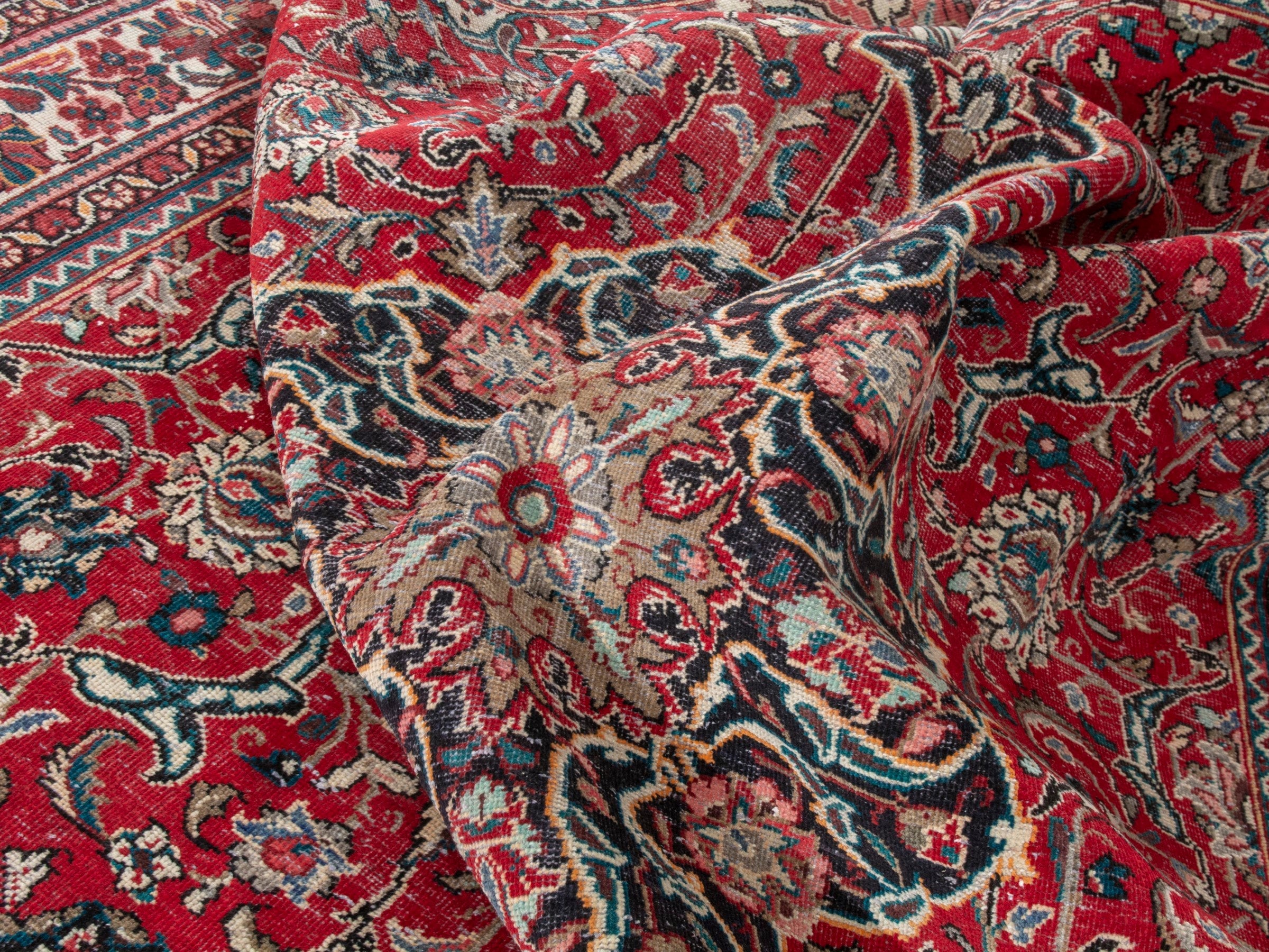 Persian Mahal oversized rug in deep red and muted pink, view 22 of 23