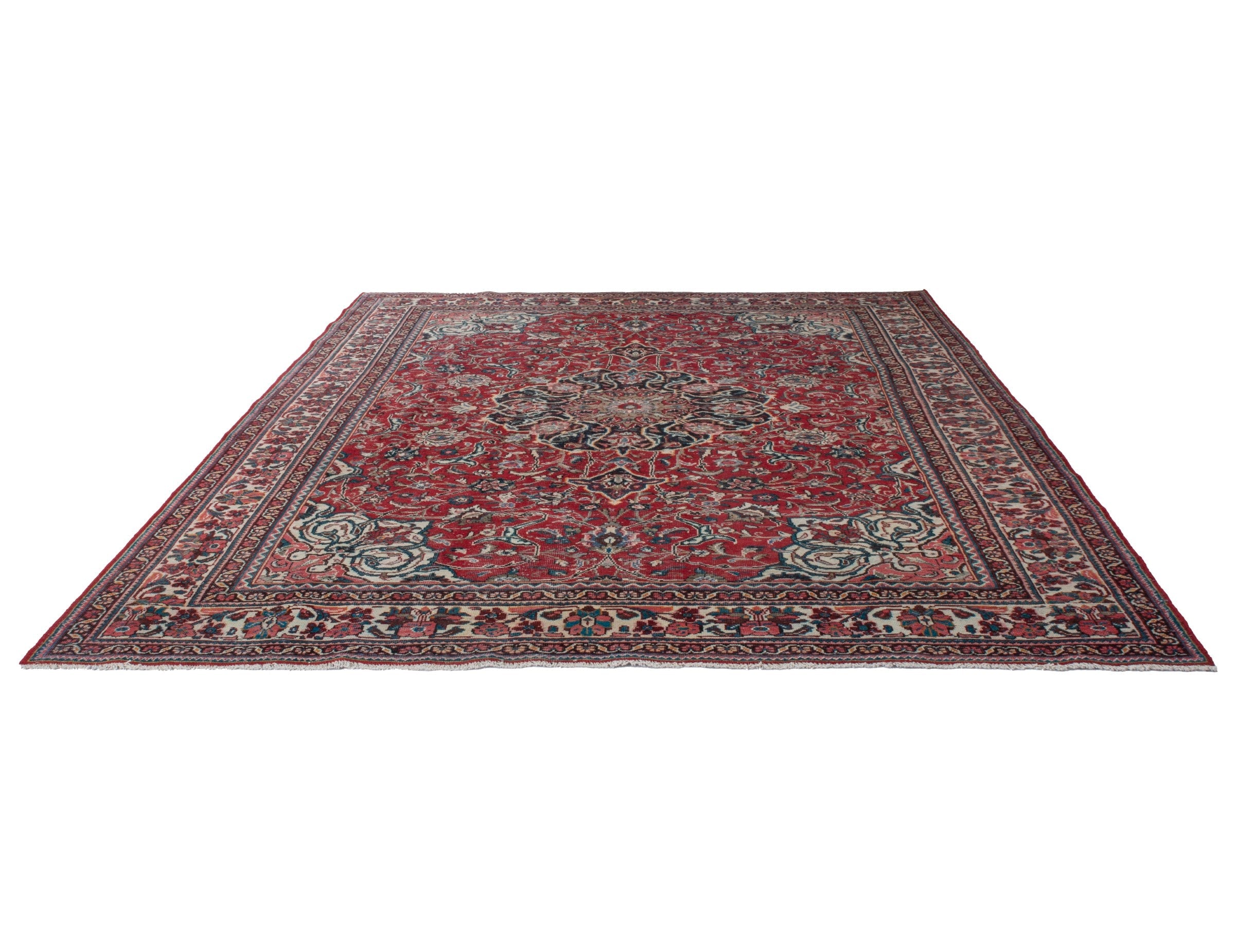 Persian Mahal oversized rug in deep red and muted pink, view 2 of 23