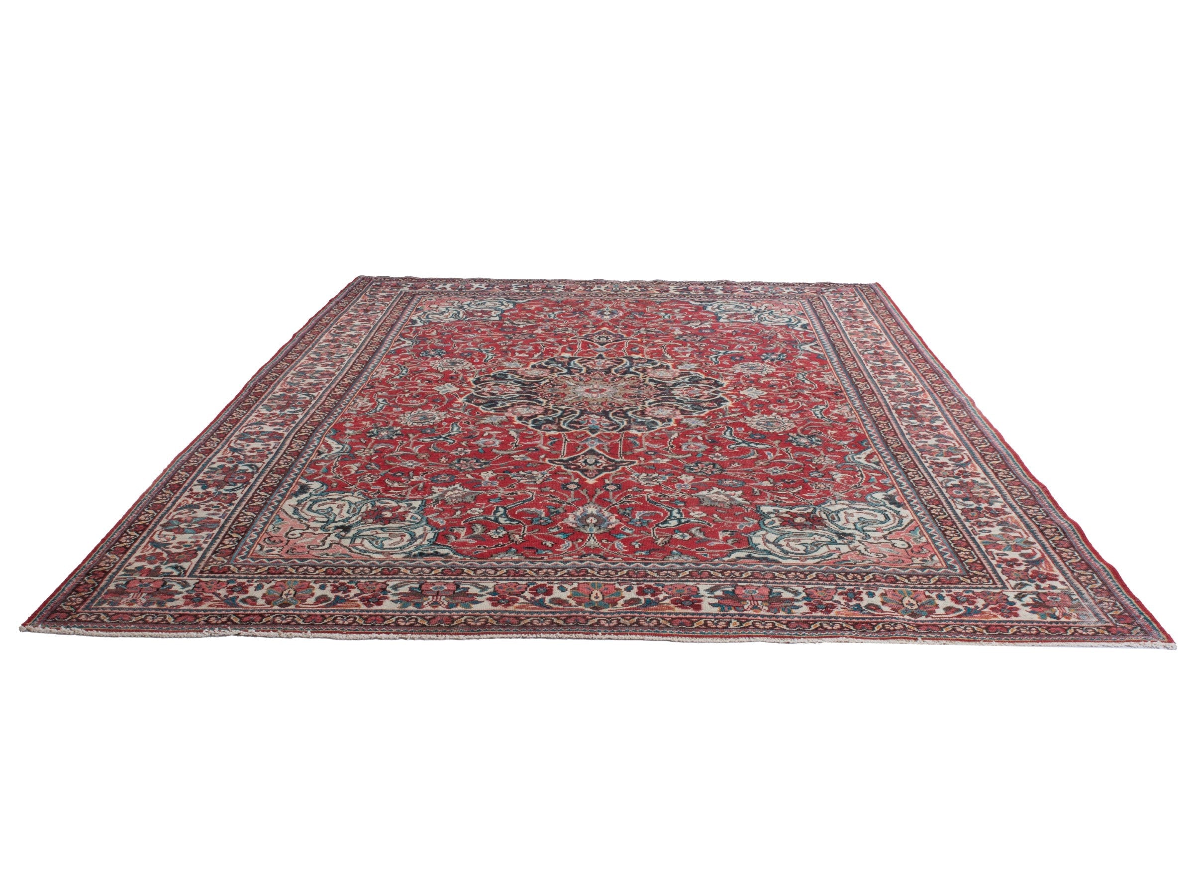 Persian Mahal oversized rug in deep red and muted pink, view 3 of 23