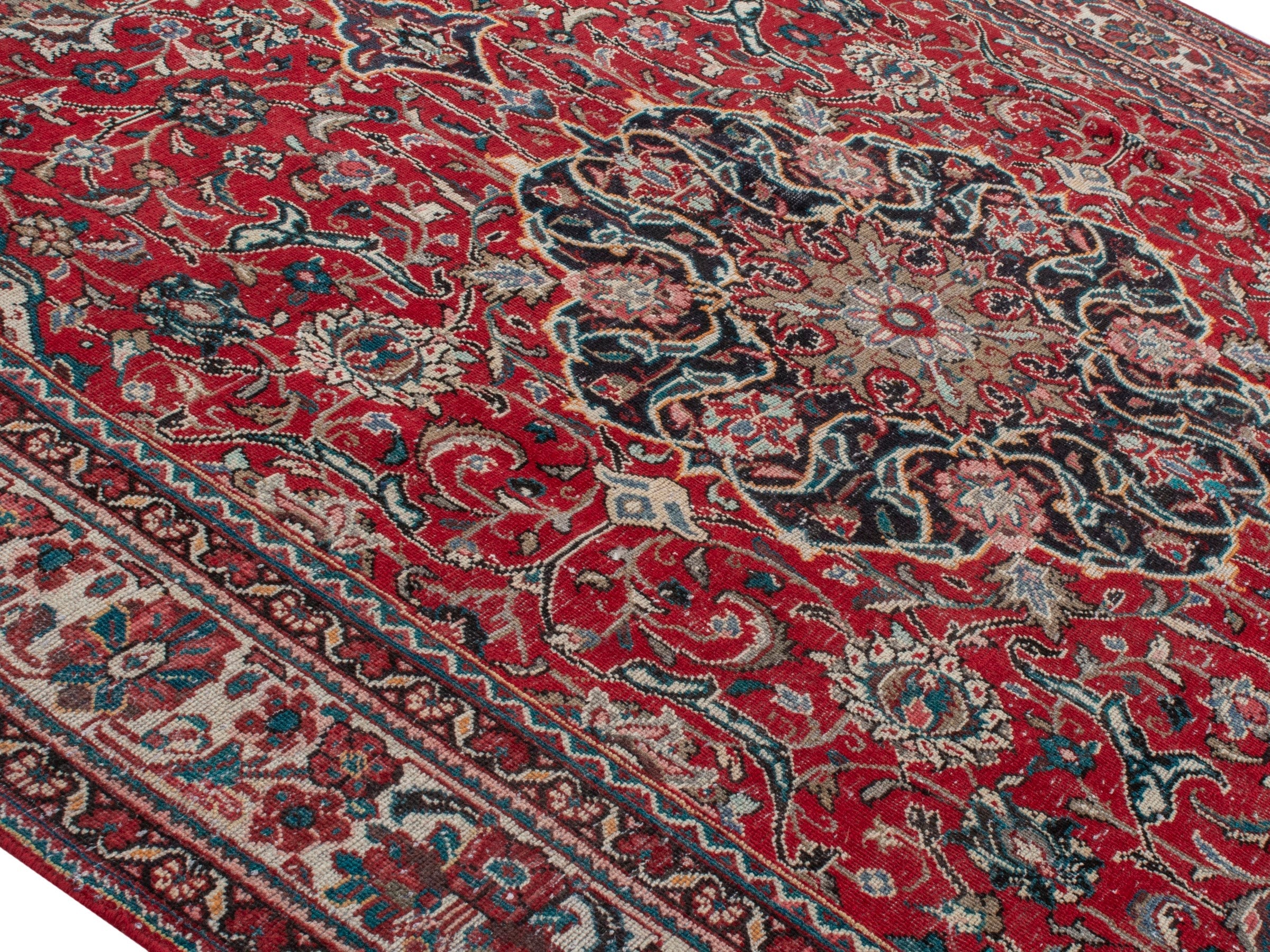 Persian Mahal oversized rug in deep red and muted pink, view 4 of 23