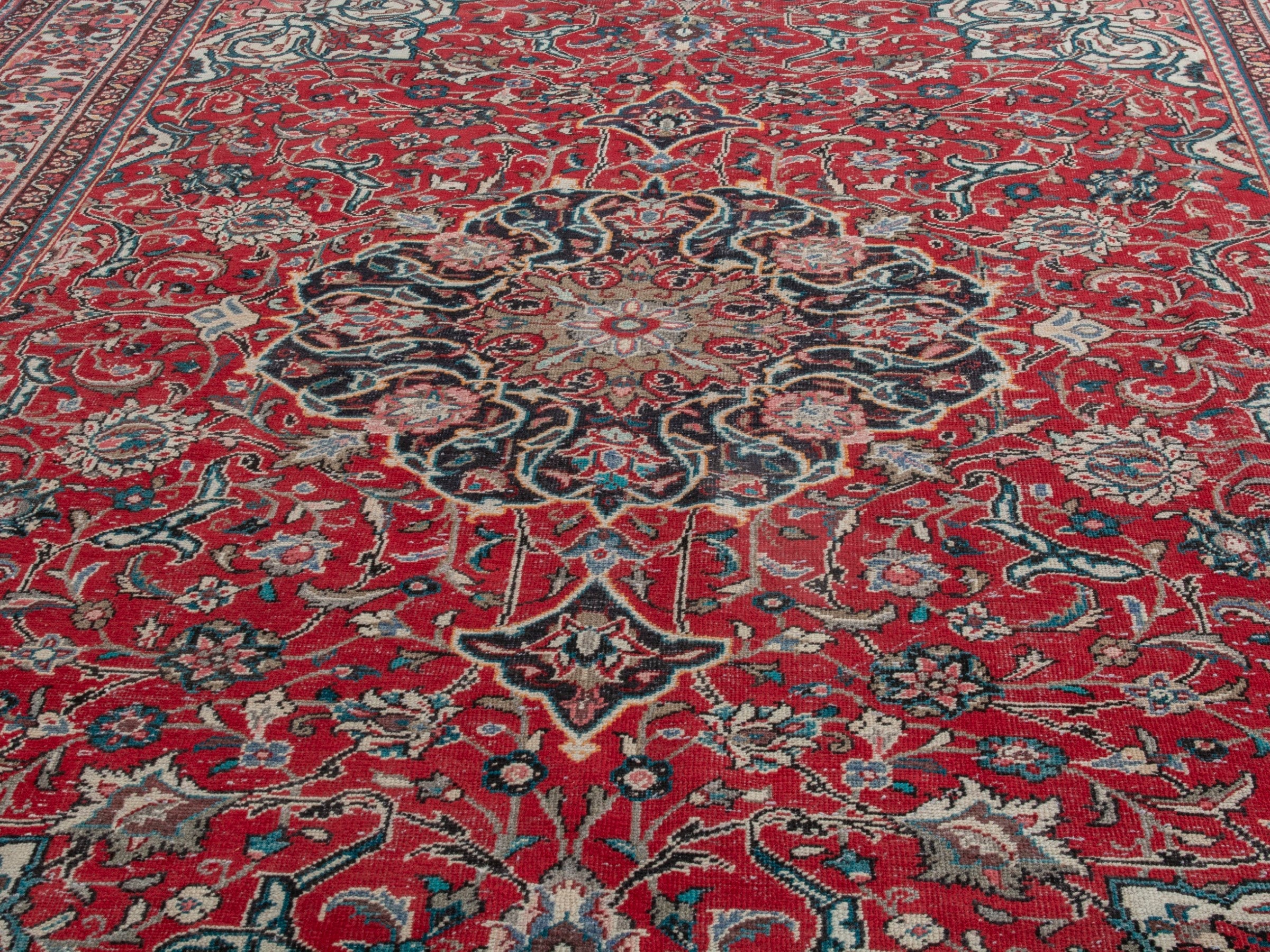 Persian Mahal oversized rug in deep red and muted pink, view 7 of 23