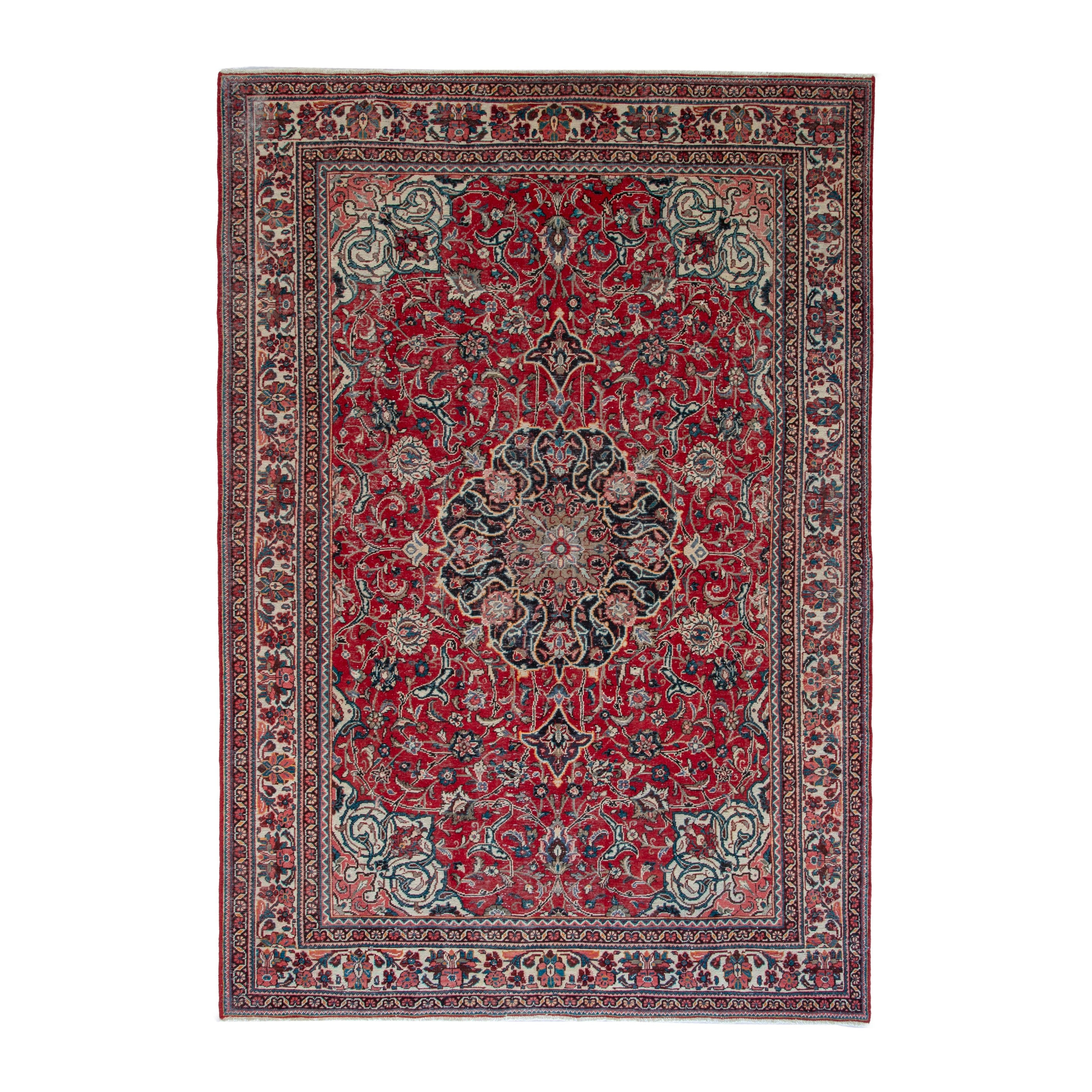 Persian Mahal oversized rug in deep red and muted pink, 9'6" x 13'7"