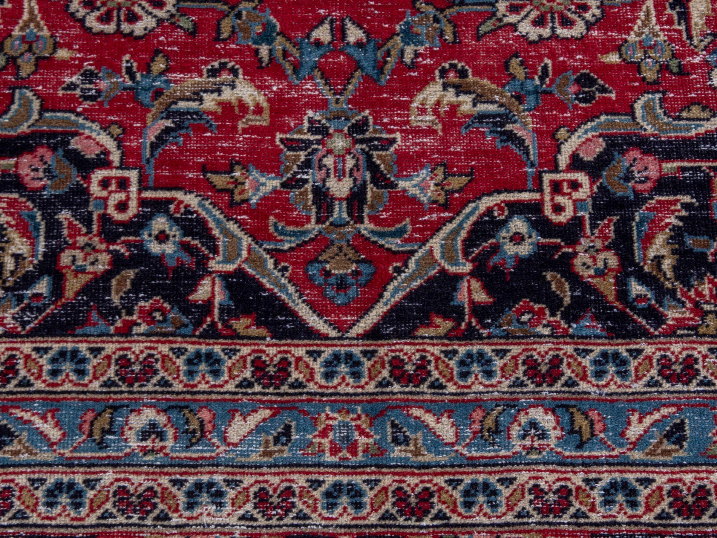 Persian Kashan oversized rug in deep red and dark brown, view 11 of 21