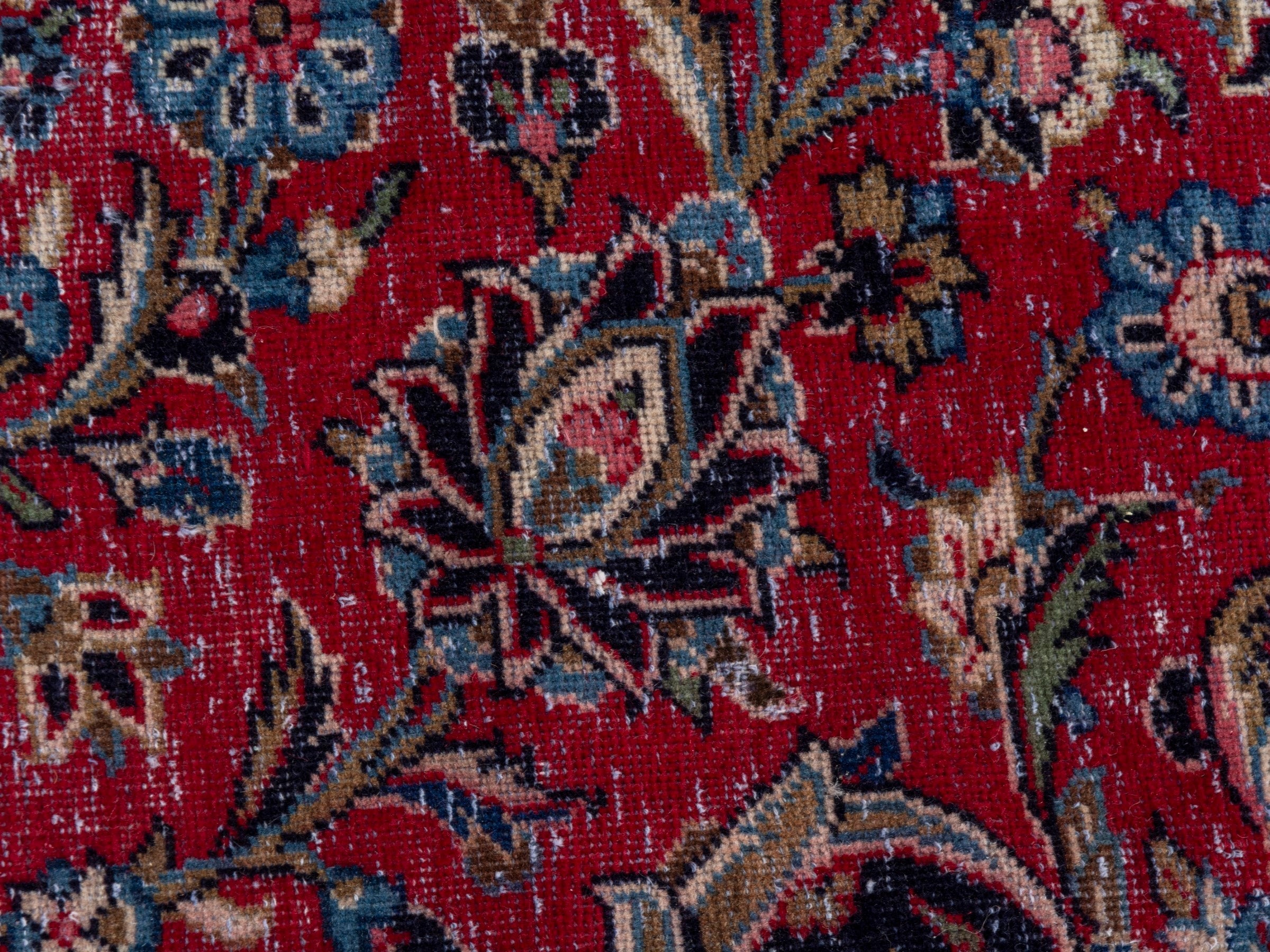 Persian Kashan oversized rug in deep red and dark brown, view 14 of 21