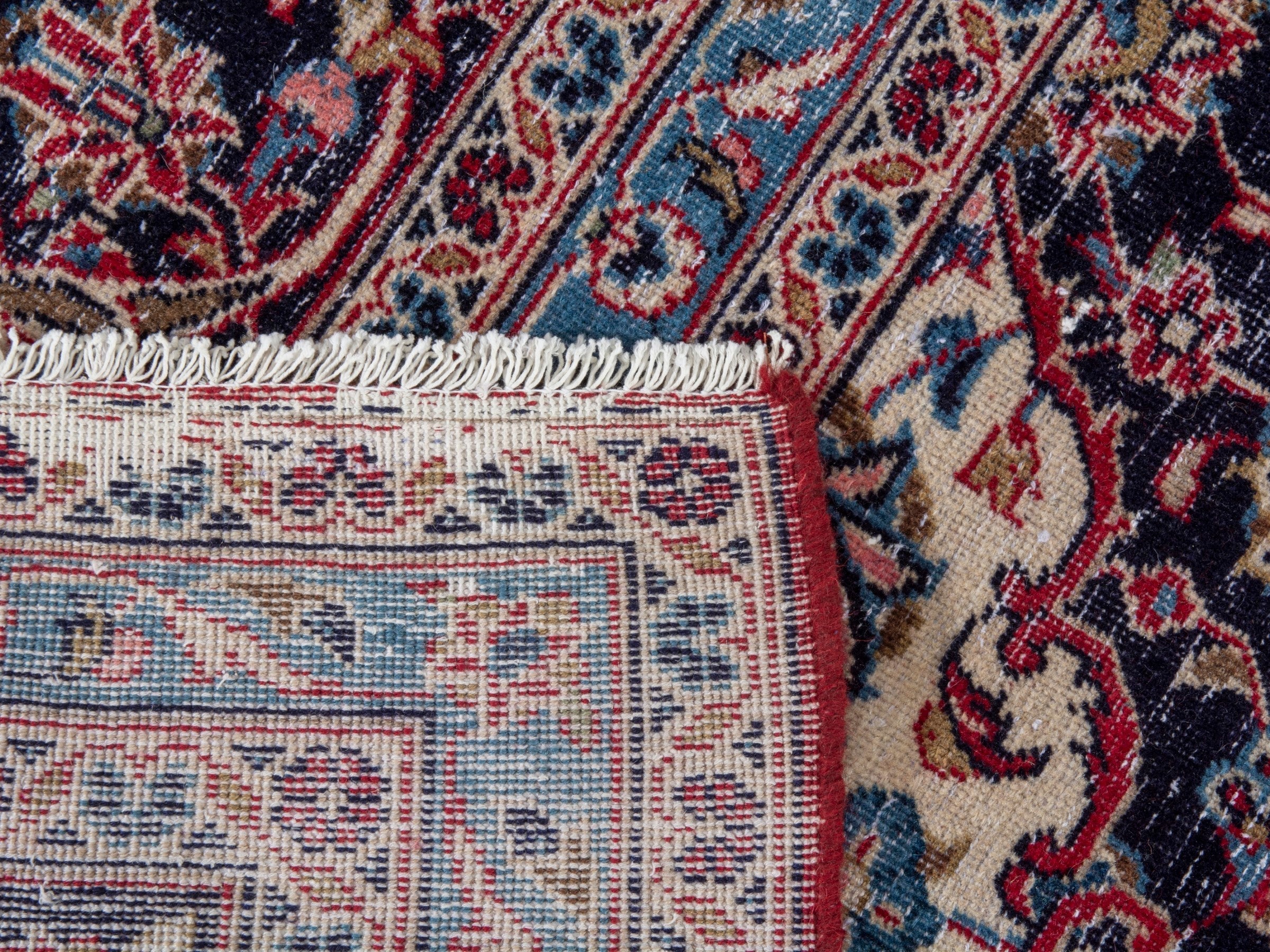Persian Kashan oversized rug in deep red and dark brown, view 21 of 21