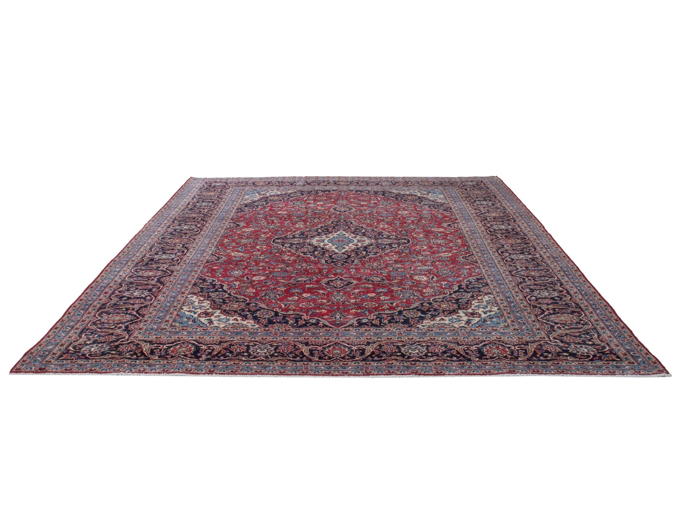 Persian Kashan oversized rug in deep red and dark brown, view 2 of 21