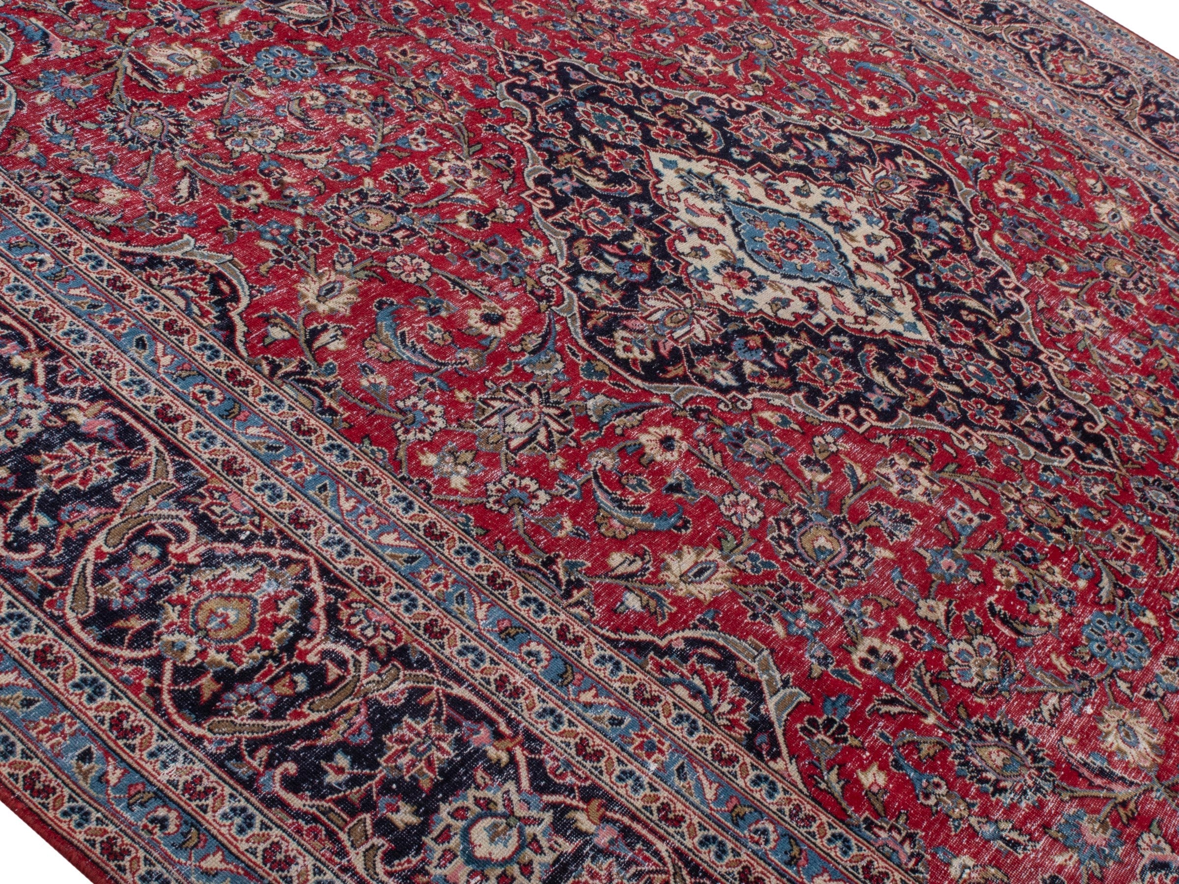 Persian Kashan oversized rug in deep red and dark brown, view 4 of 21