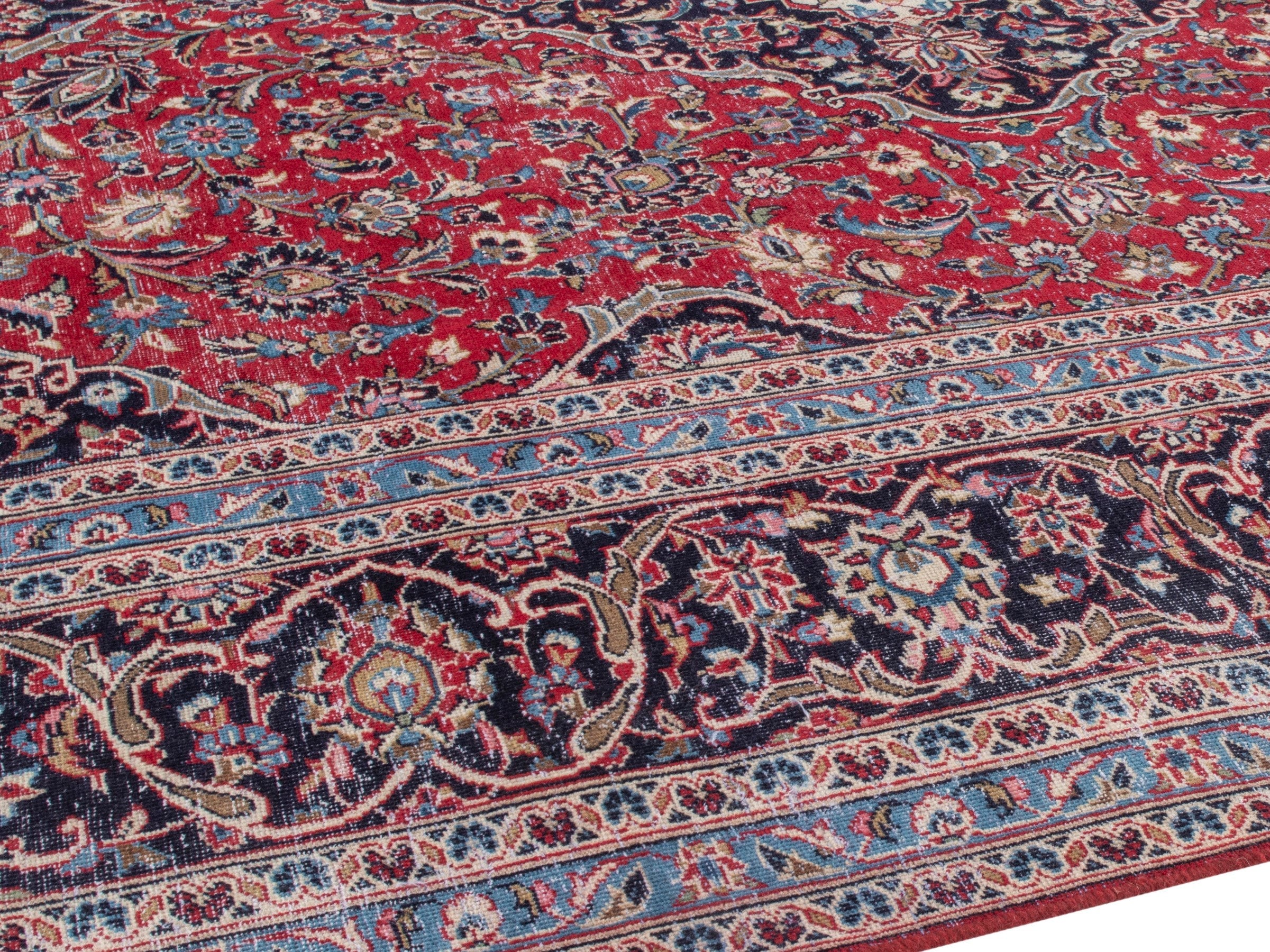 Persian Kashan oversized rug in deep red and dark brown, view 6 of 21