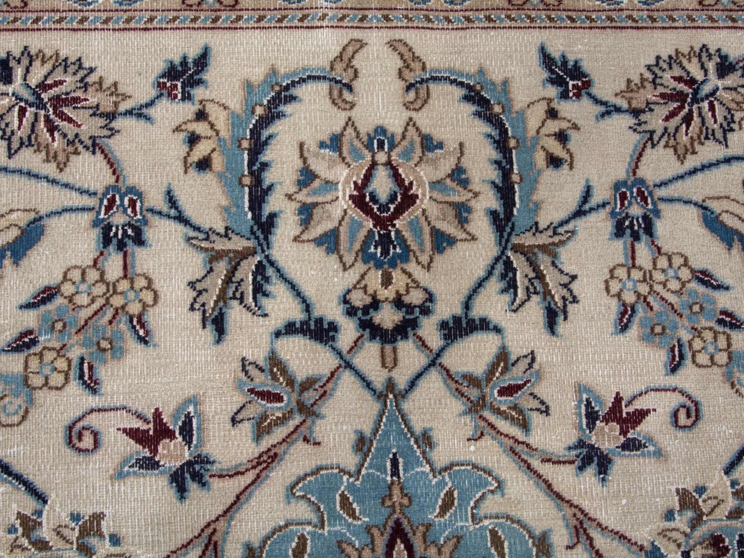 Persian Nain oversized rug in cream and dusty blue, view 12 of 19
